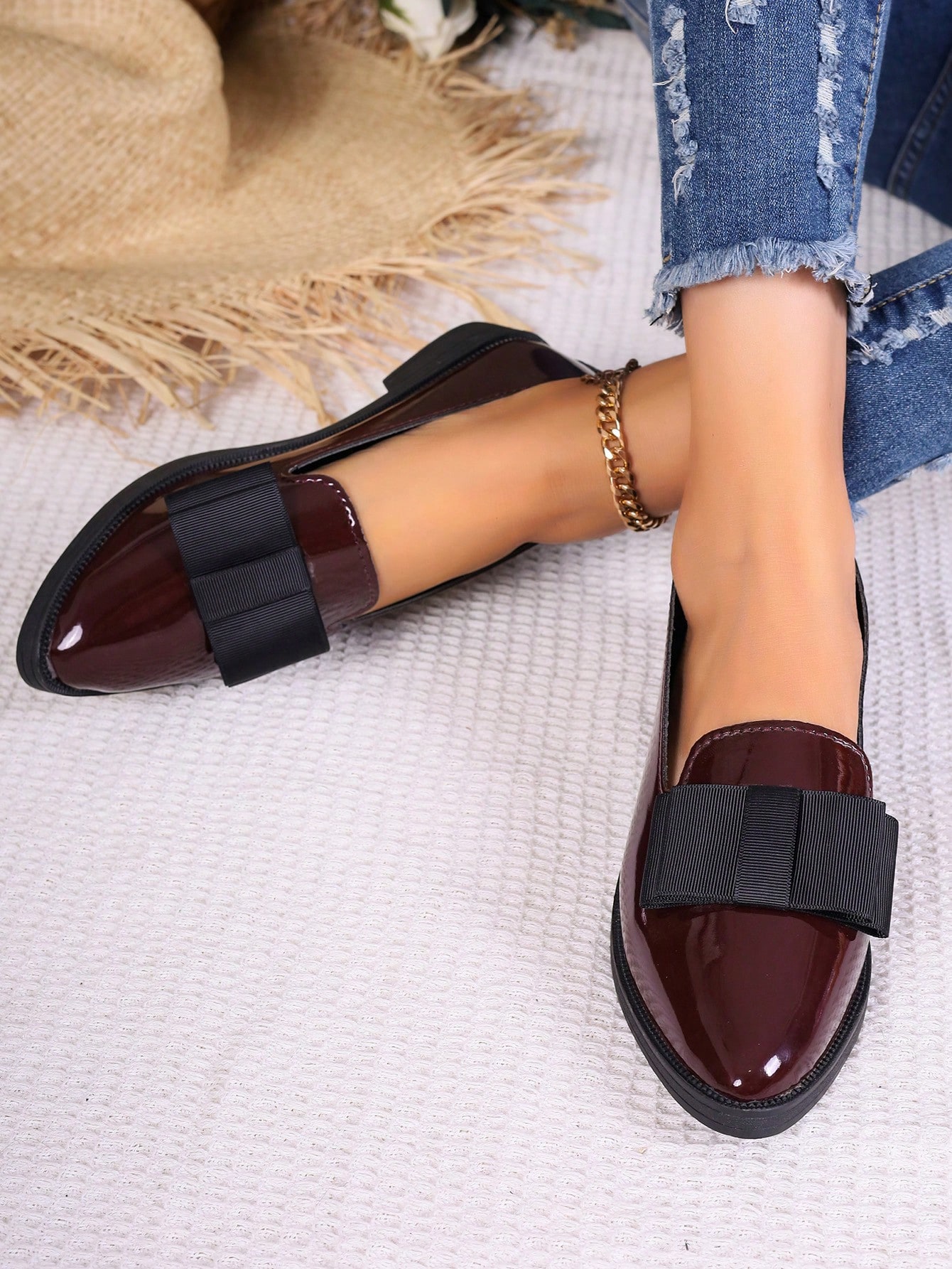 In Burgundy Women Flats