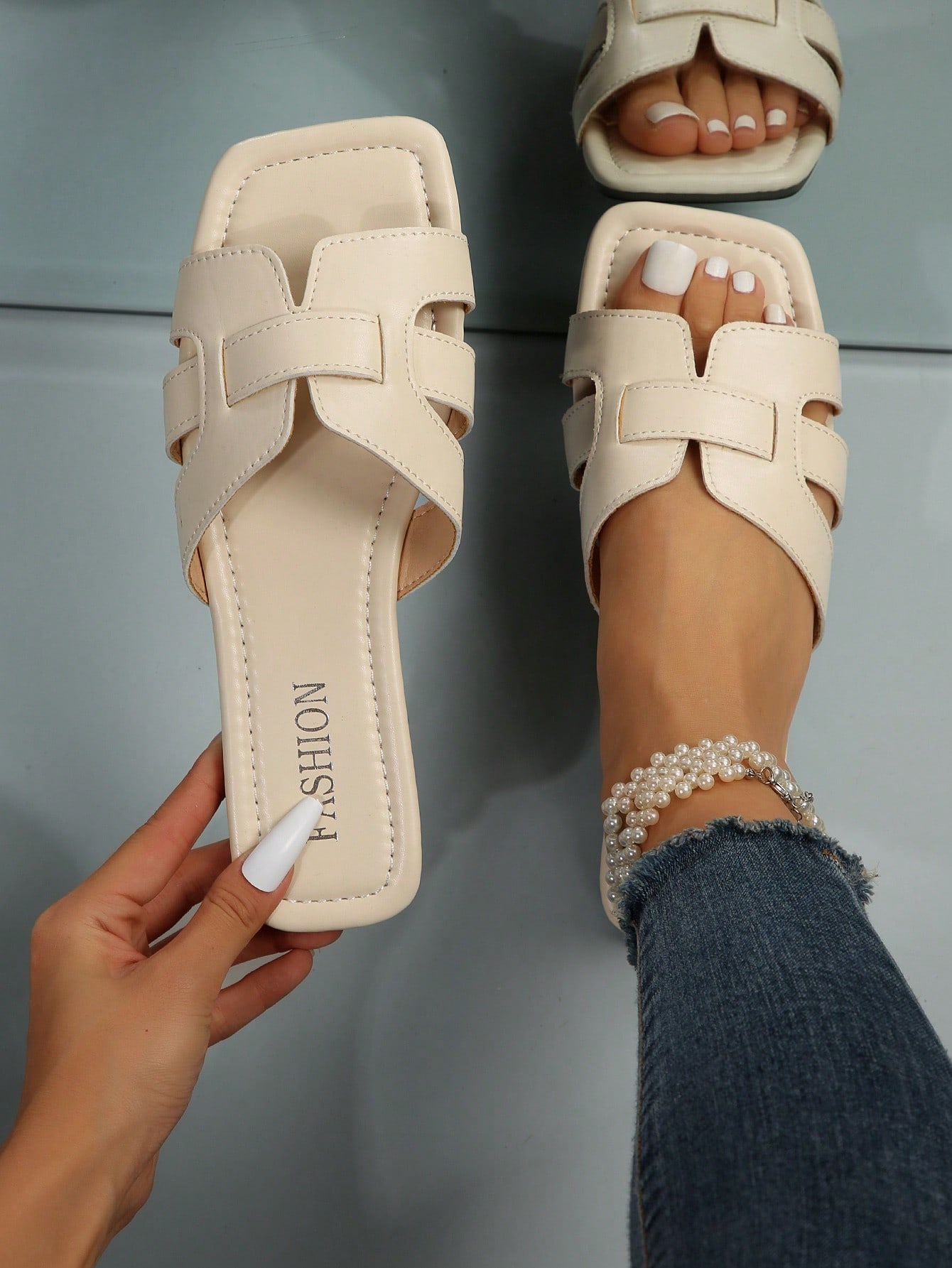 In Beige Women Flat Sandals