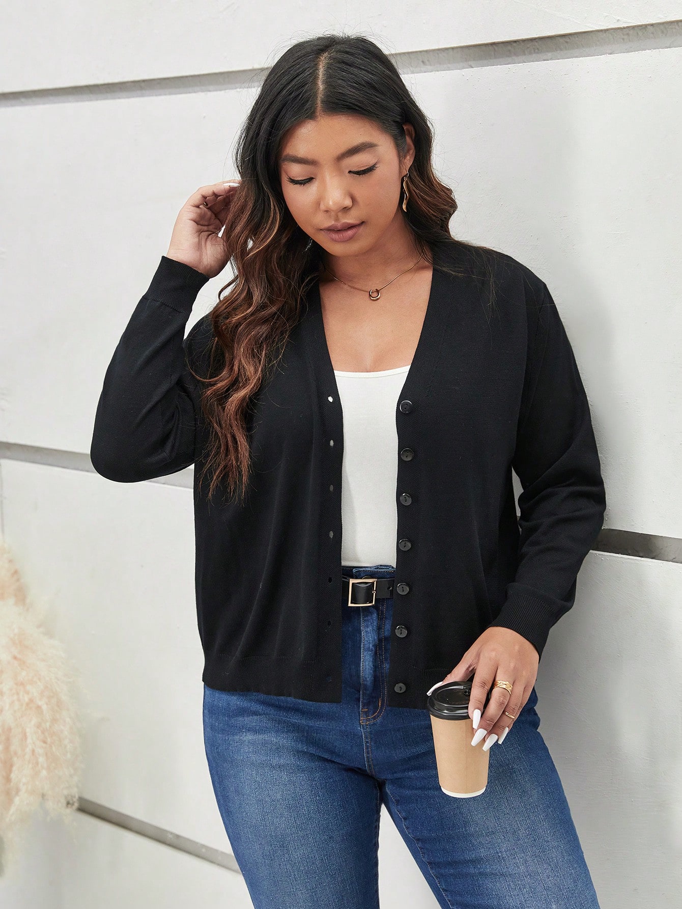 In Long Sleeve Plus Size Cardigans