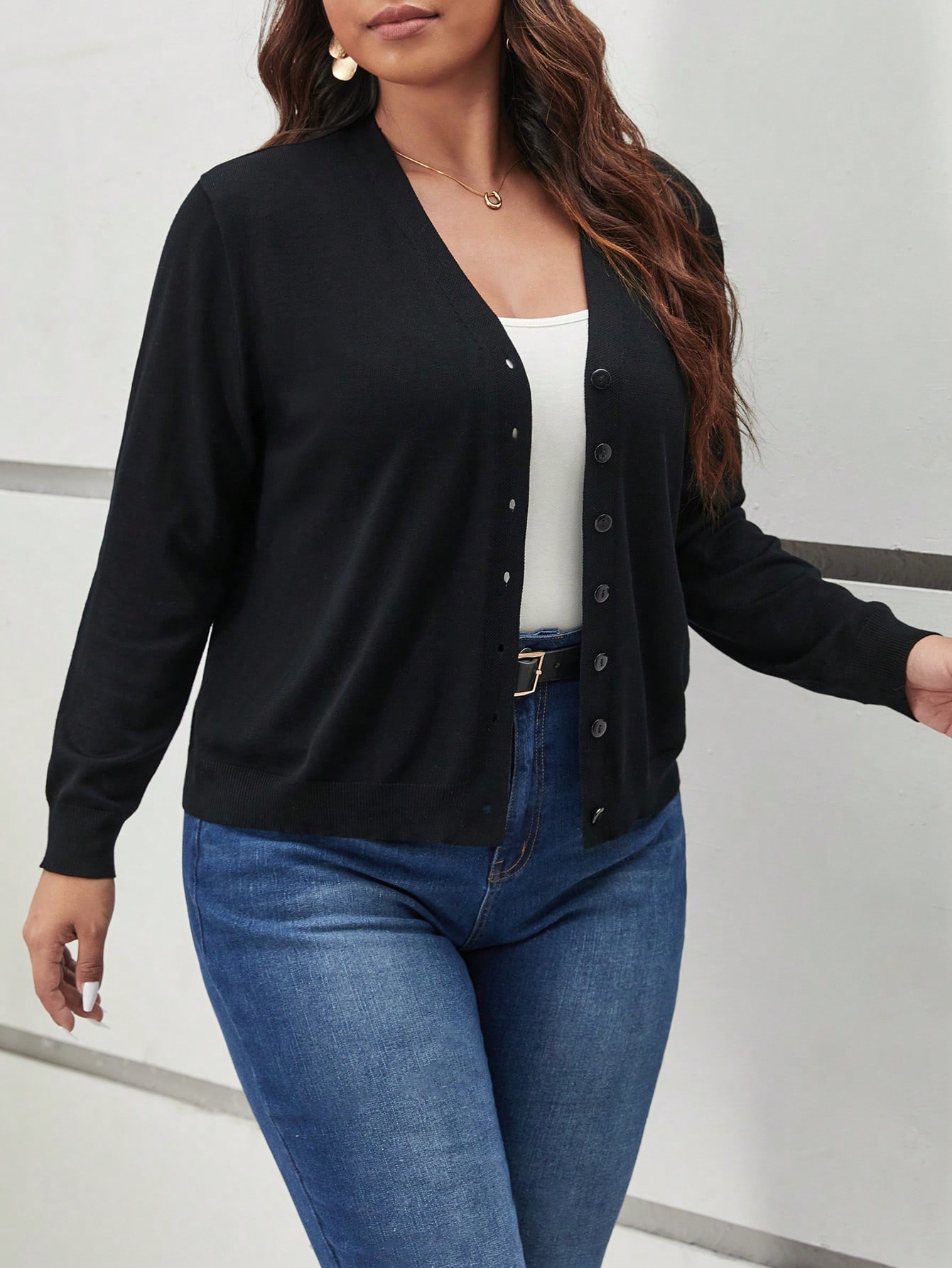 In Long Sleeve Plus Size Cardigans