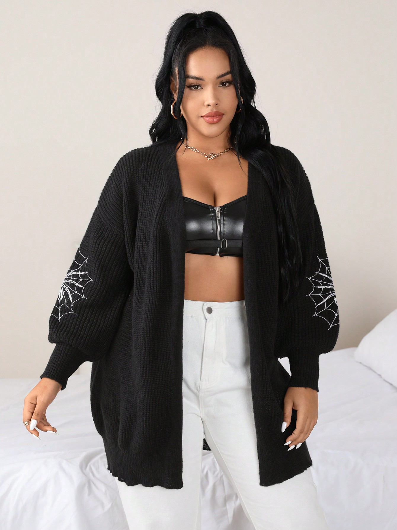 In Long Sleeve Plus Size Cardigans