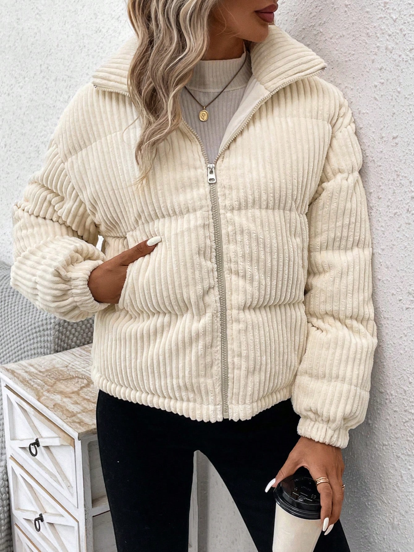 In Beige Women Outerwear