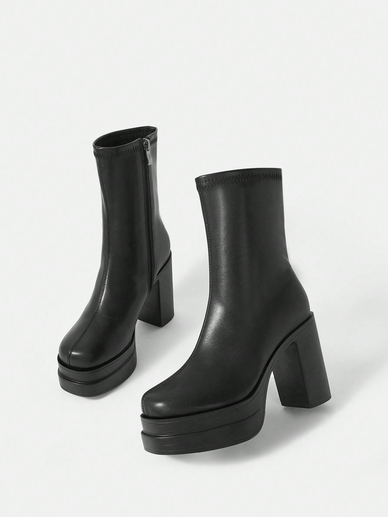 In Black Women Mid-Calf Boots