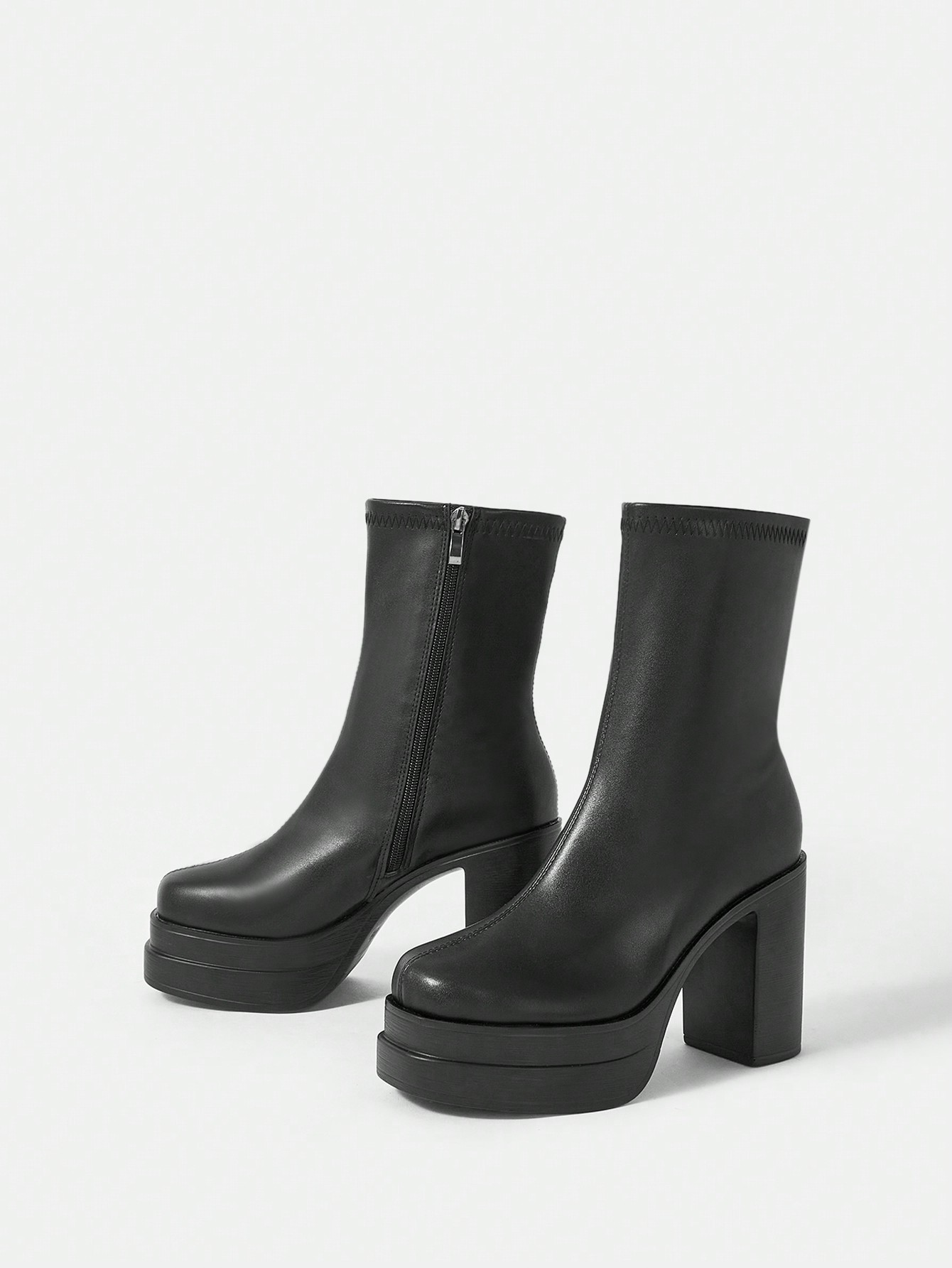 In Black Women Mid-Calf Boots