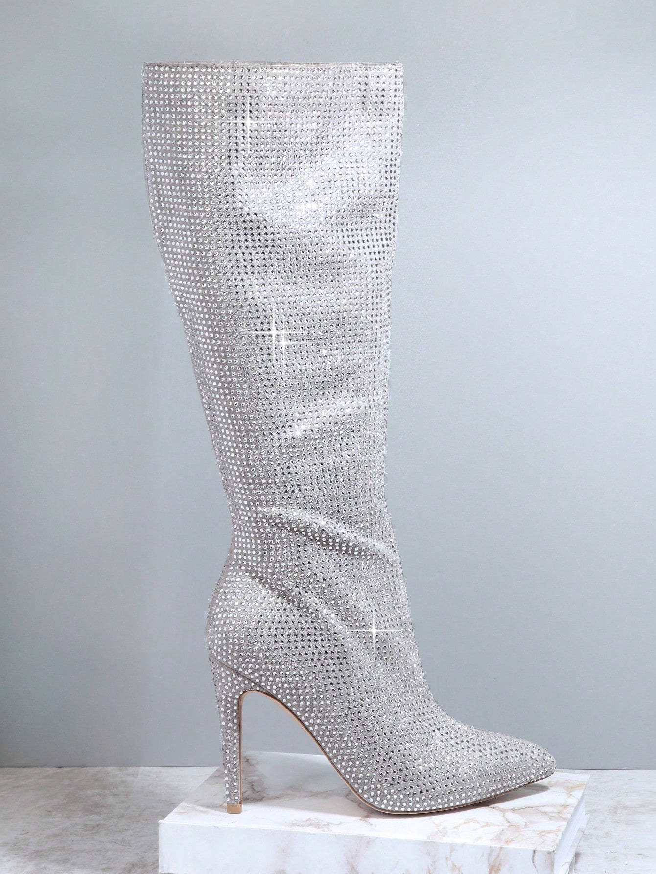 In Silver Women Knee-High Boots