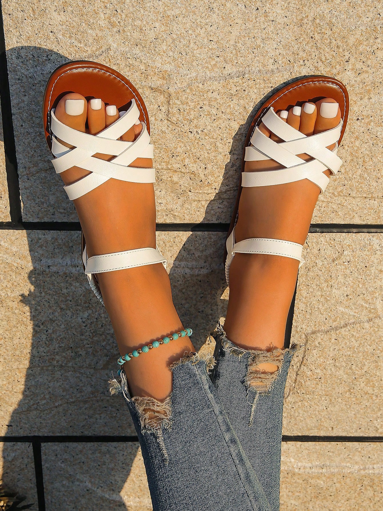 In White Women Flat Sandals