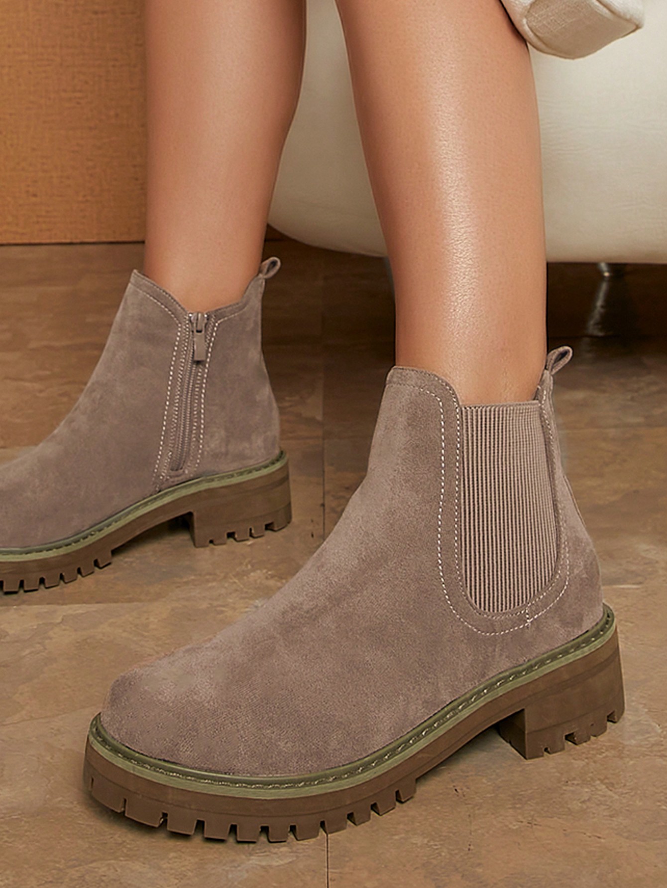 In Khaki Women Fashion Boots