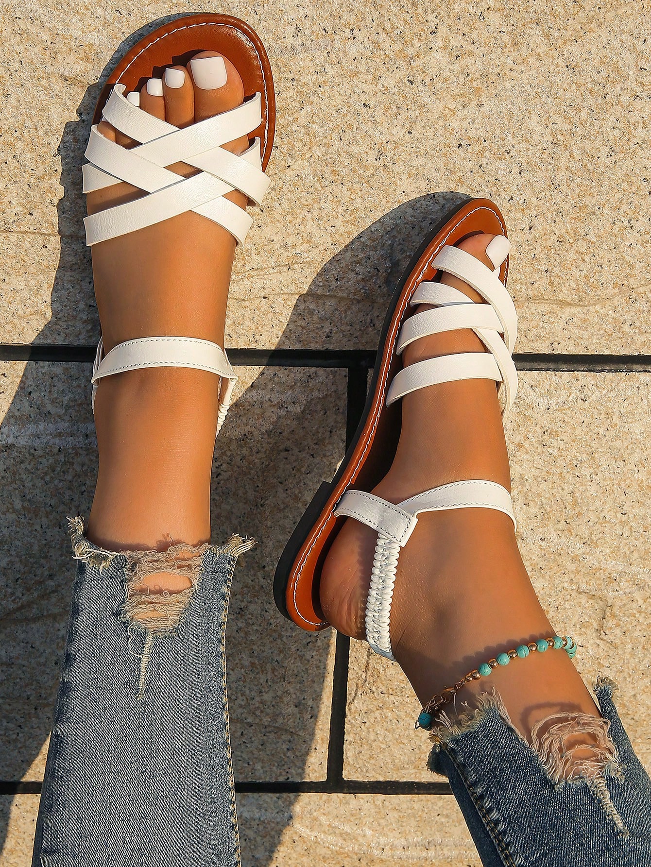 In White Women Flat Sandals