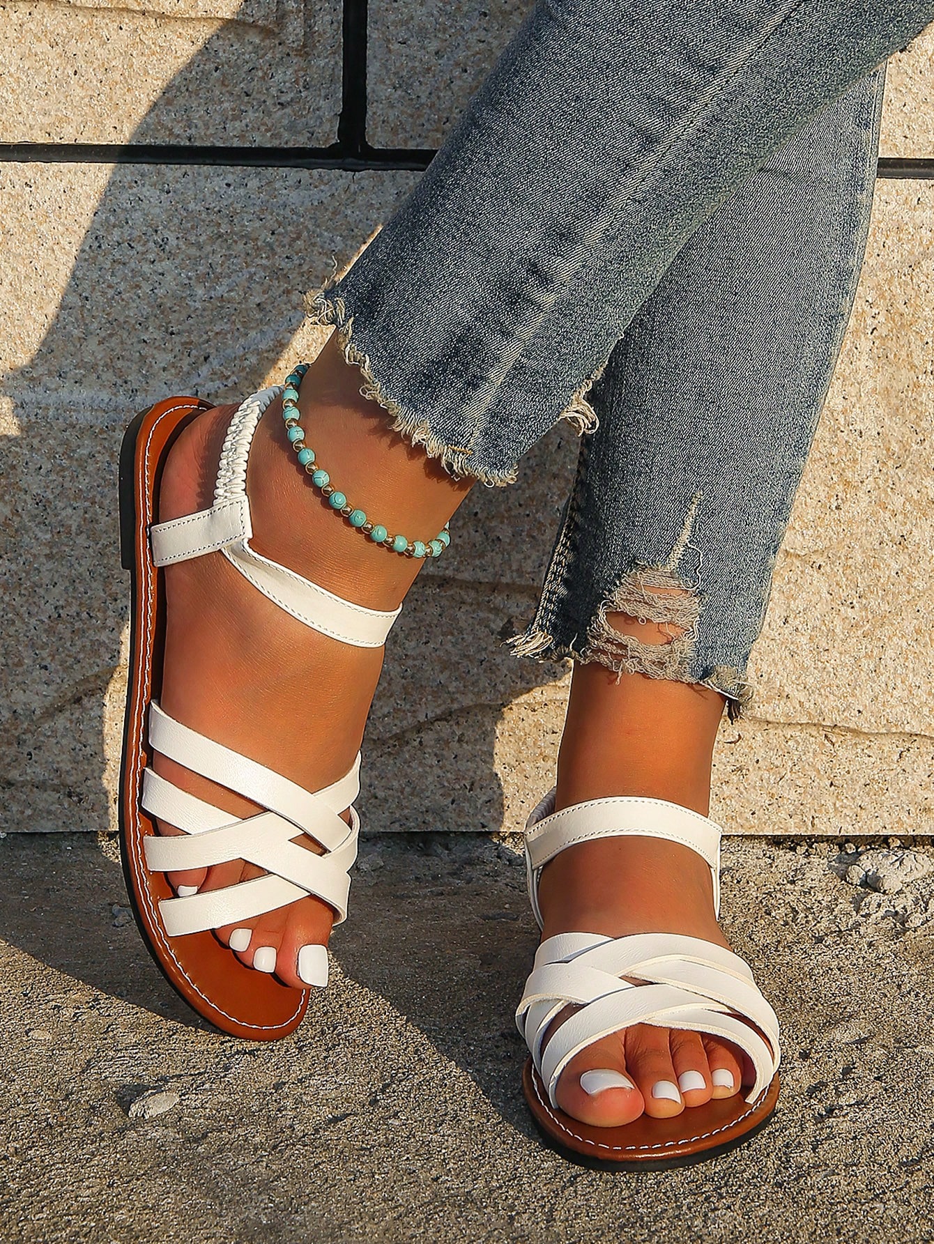 In White Women Flat Sandals