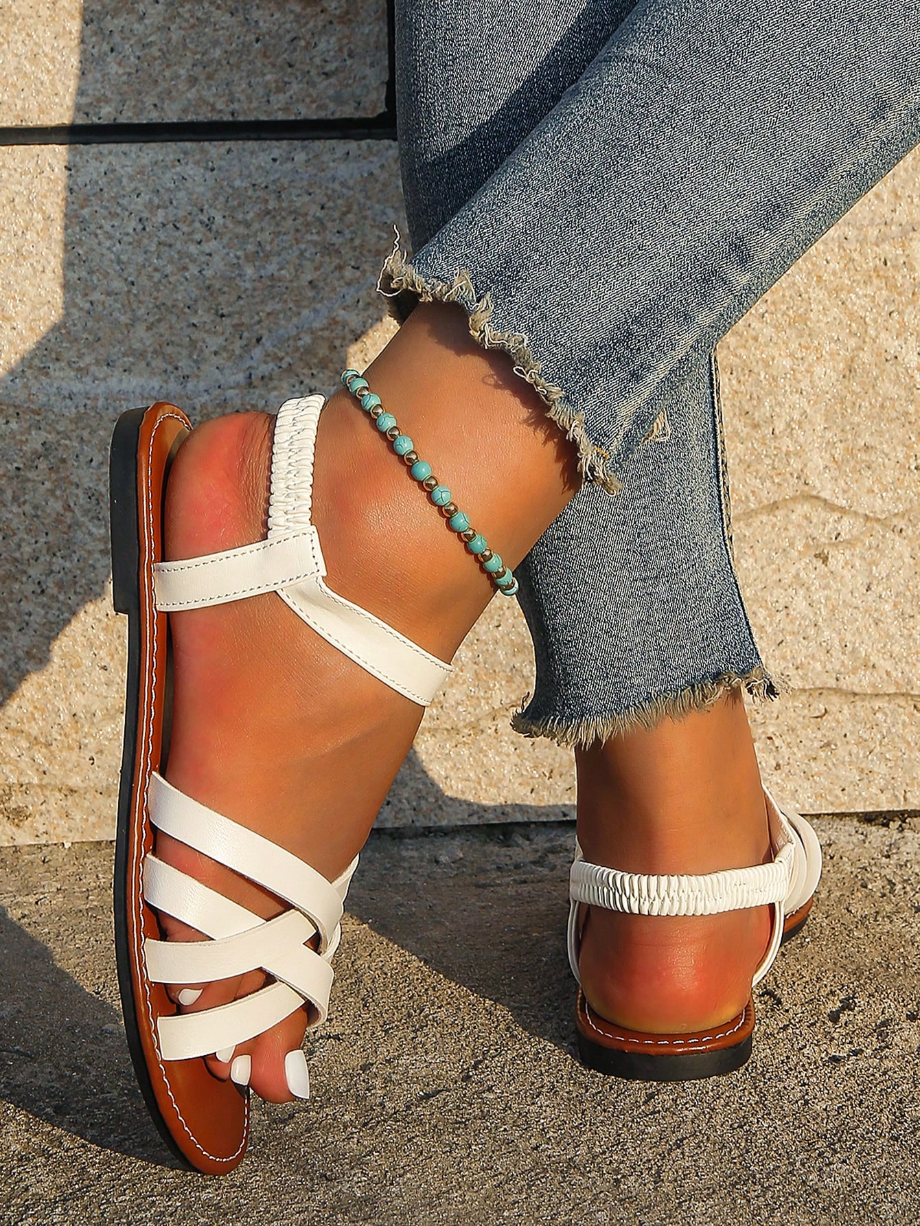 In White Women Flat Sandals