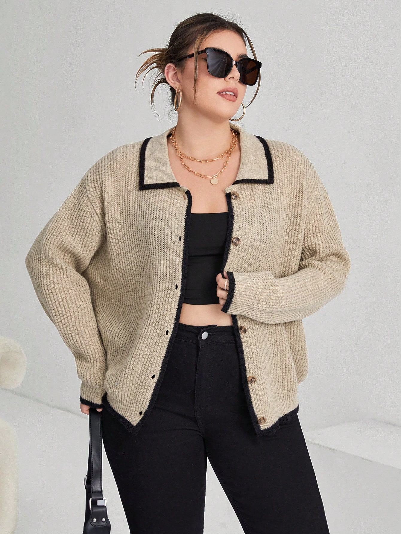 In Long Sleeve Plus Size Cardigans