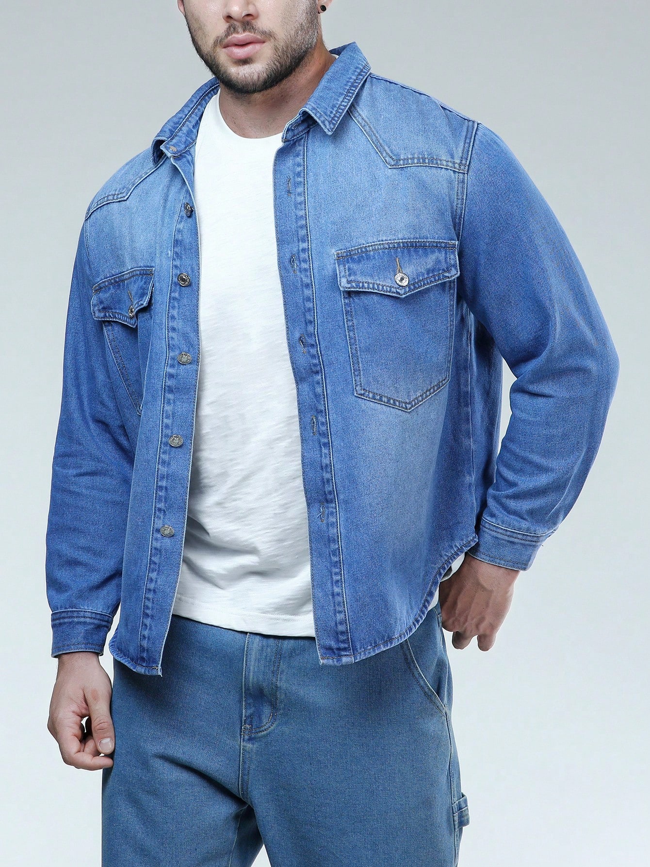 Men Plus Size Denim Shirts