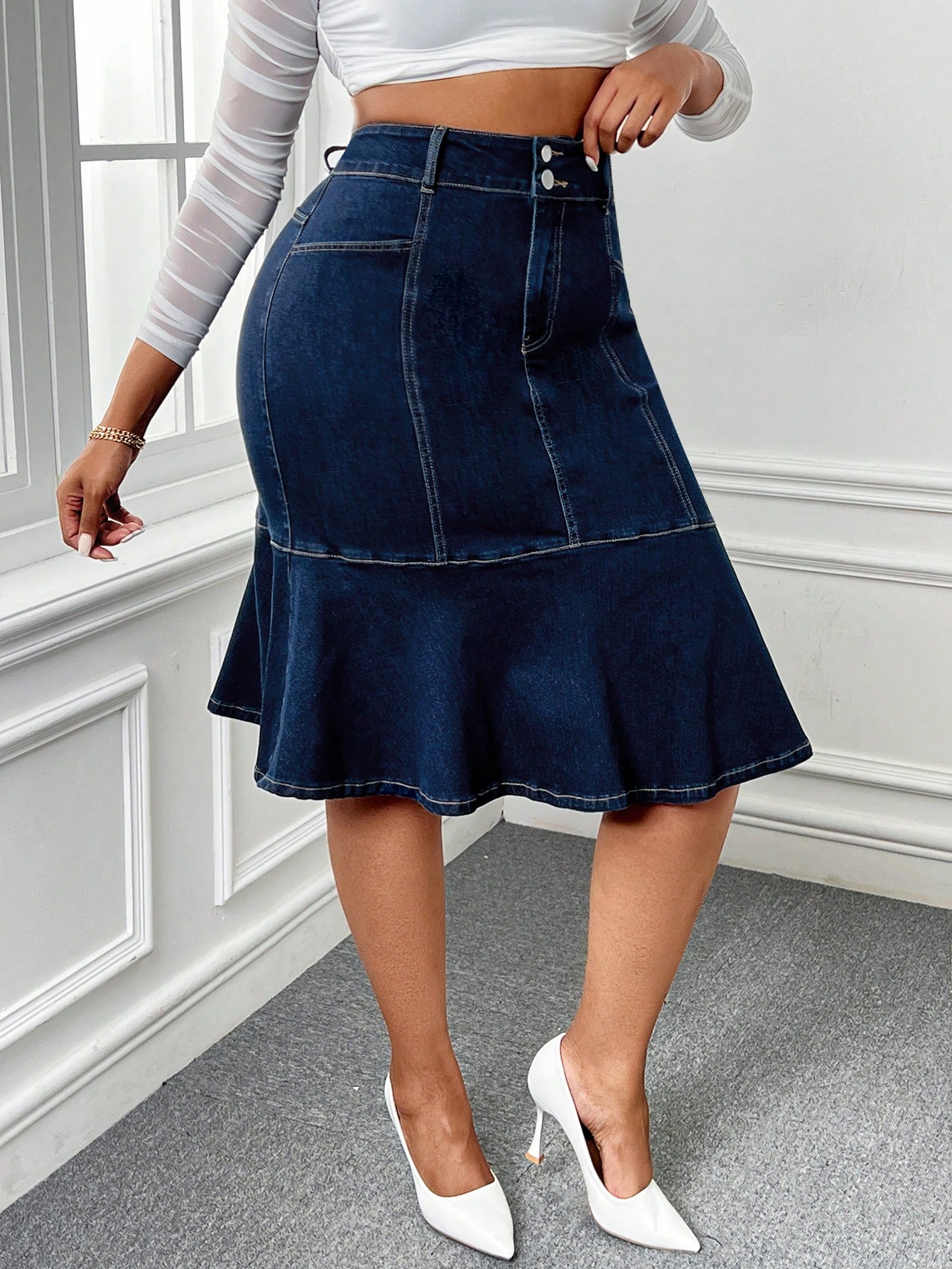 Plus Size Denim Skirts