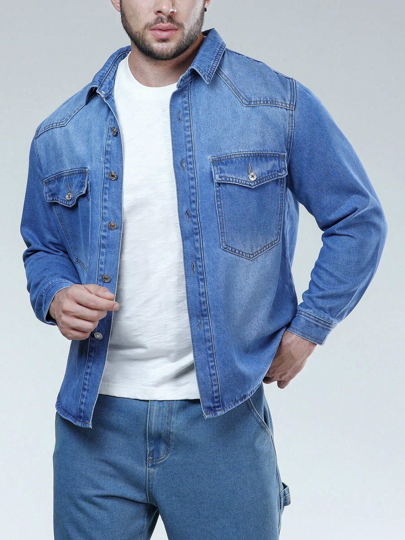 Men Plus Size Denim Shirts