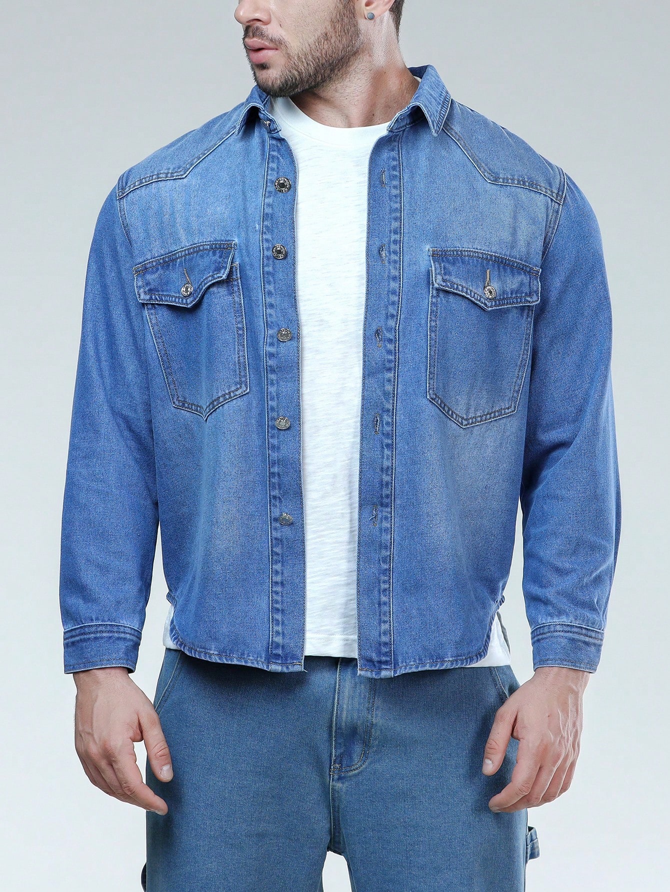 Men Plus Size Denim Shirts