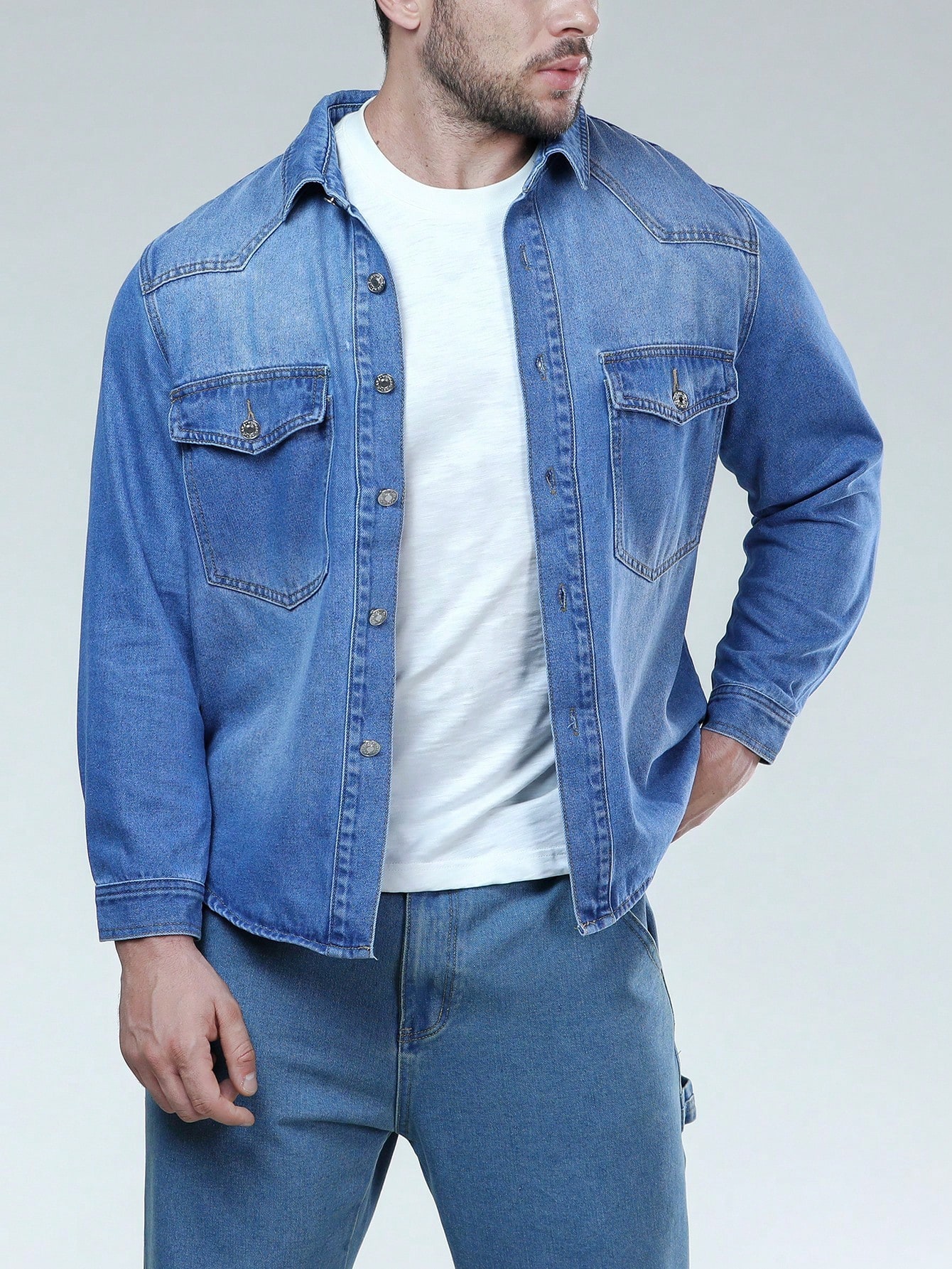 Men Plus Size Denim Shirts