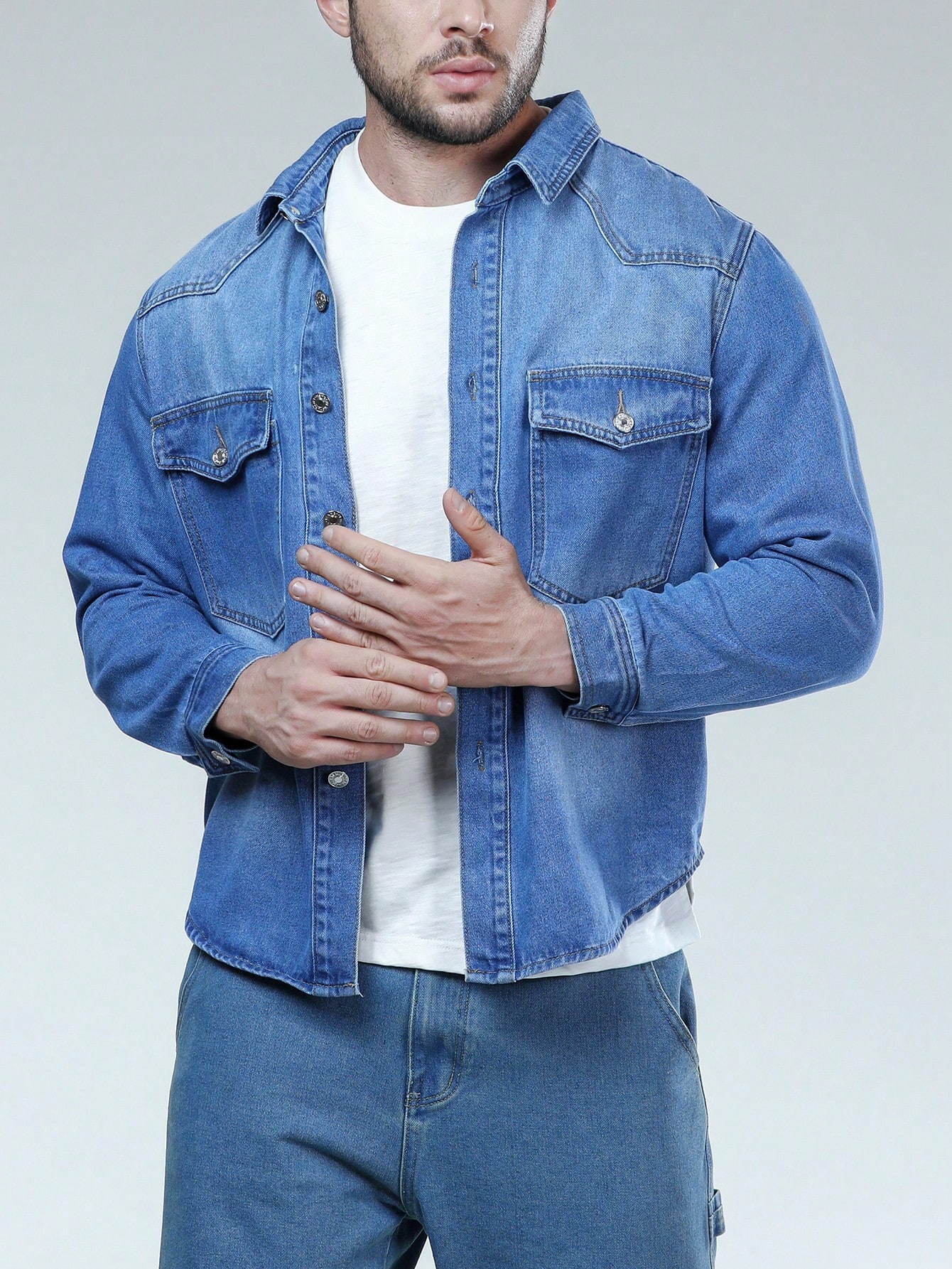 Men Plus Size Denim Shirts