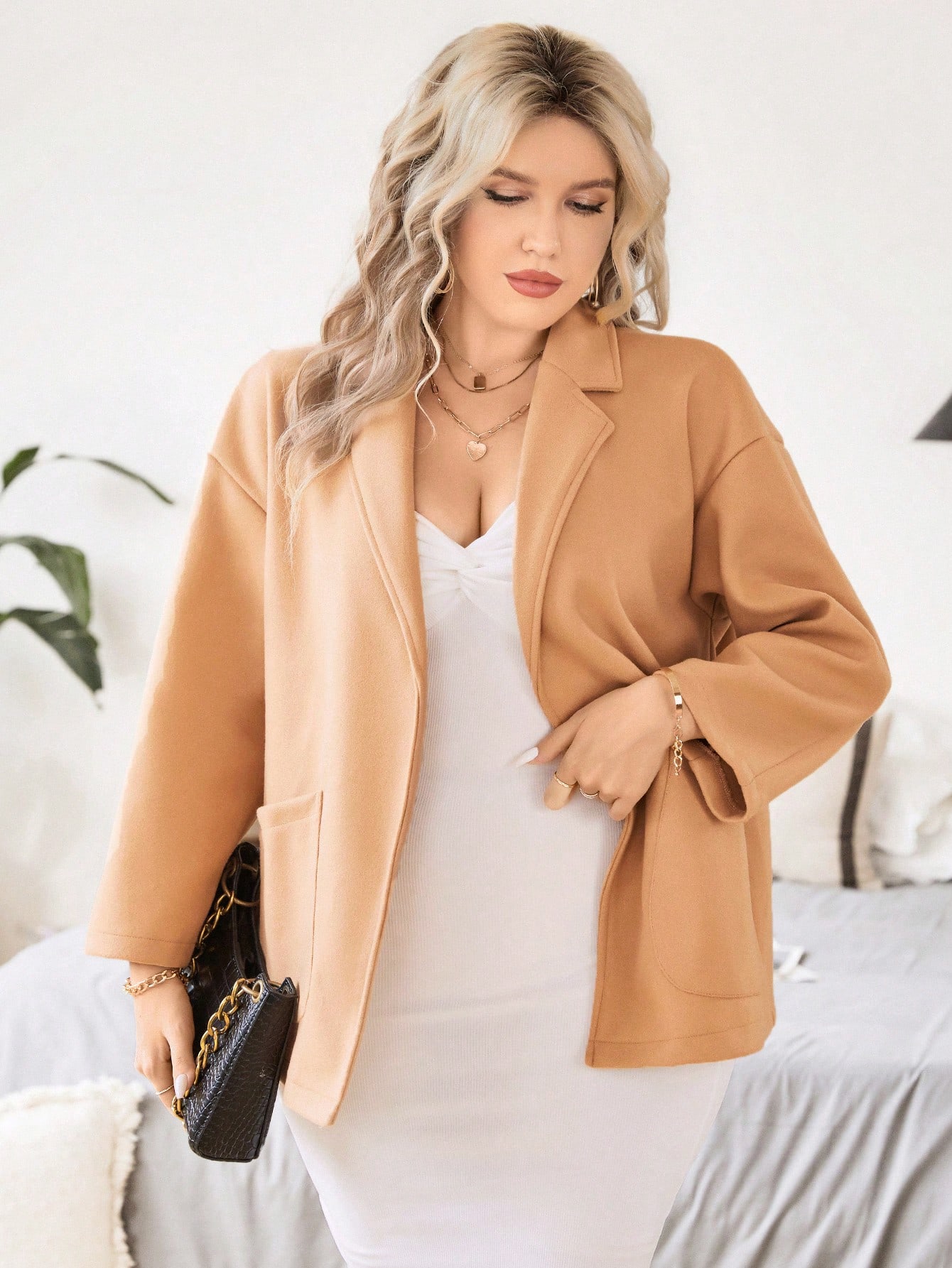 In Long Sleeve Plus Size Overcoats