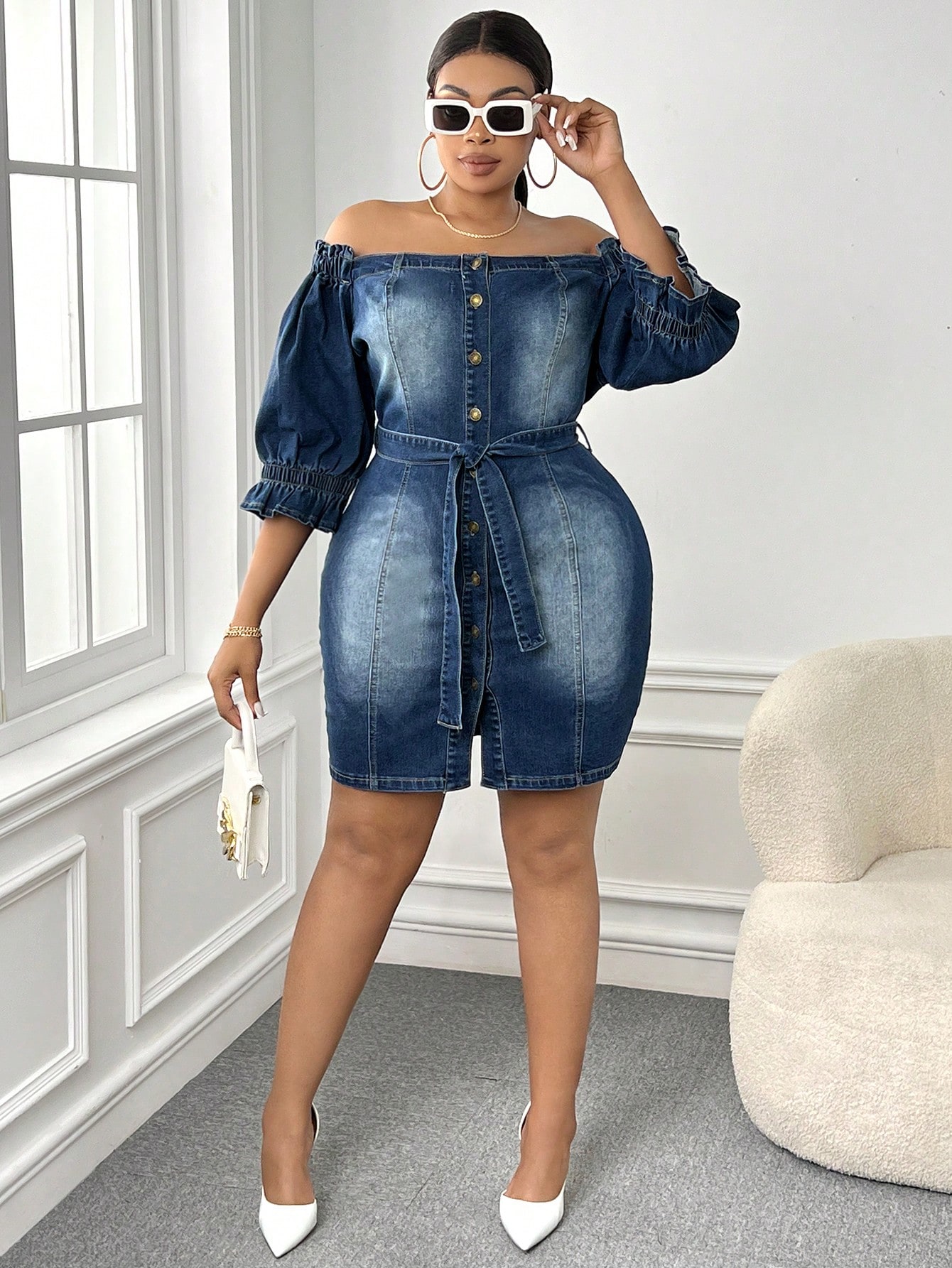 In Sexy Plus Size Denim Dresses