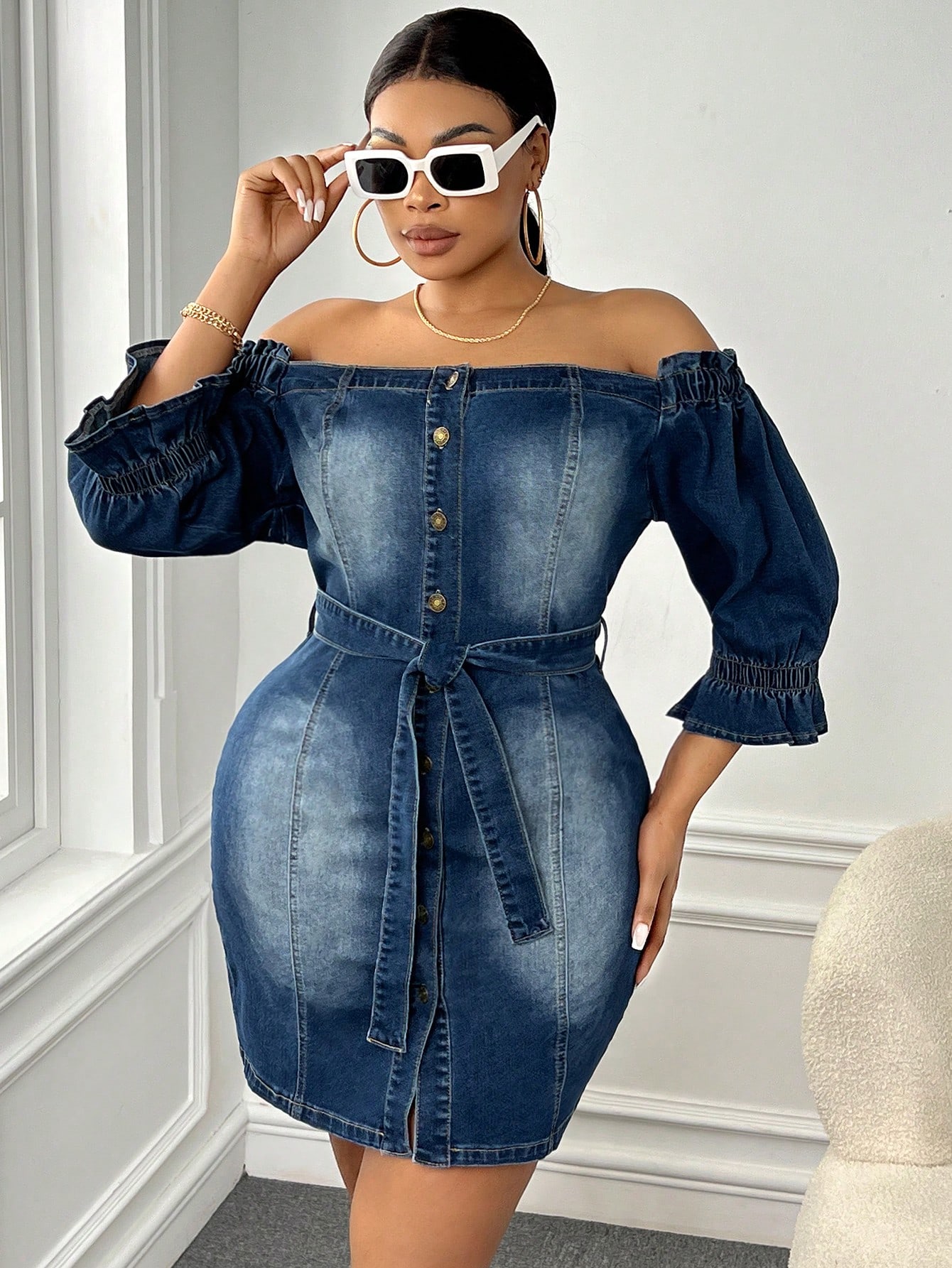 In Sexy Plus Size Denim Dresses