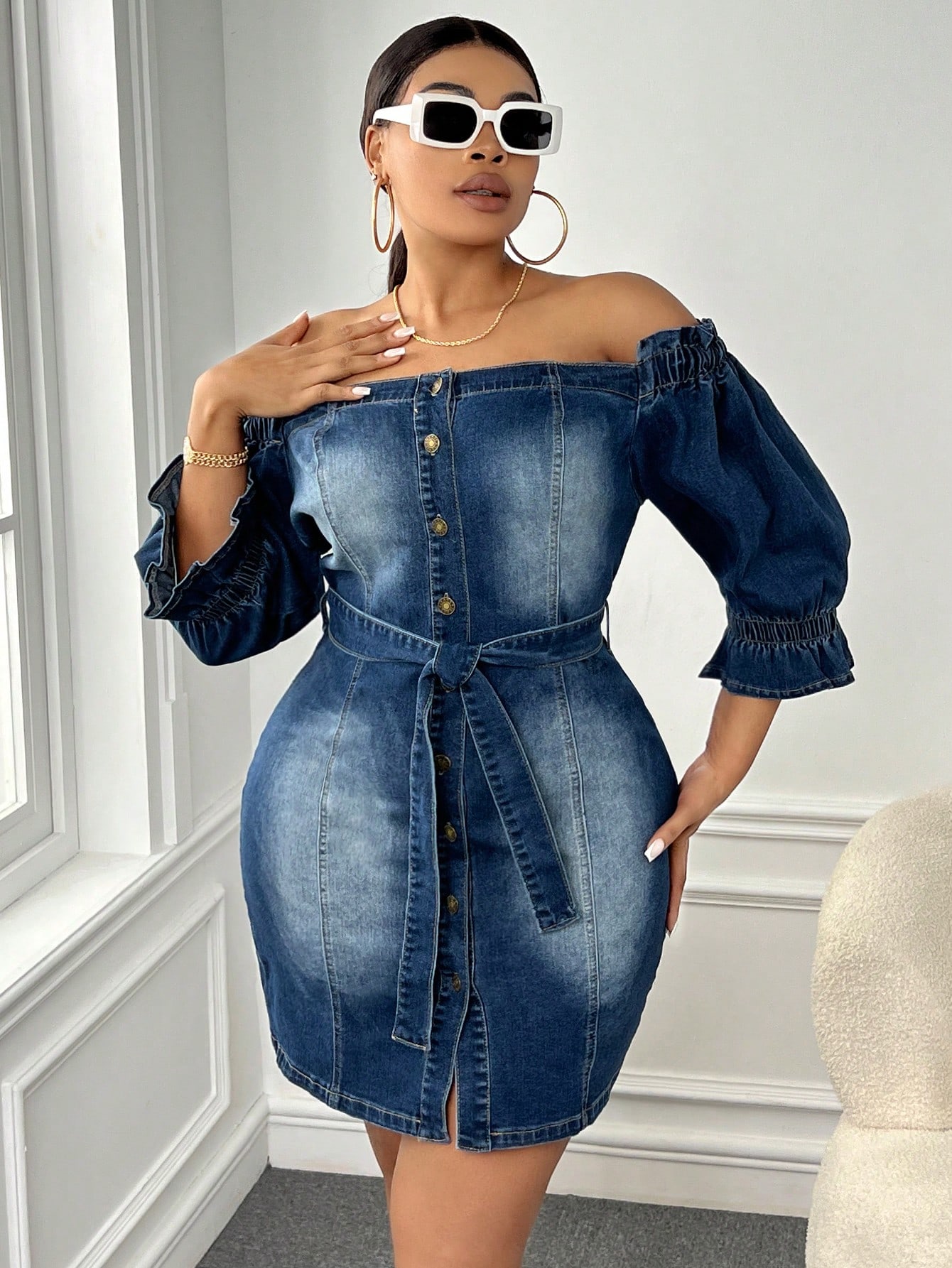 In Sexy Plus Size Denim Dresses