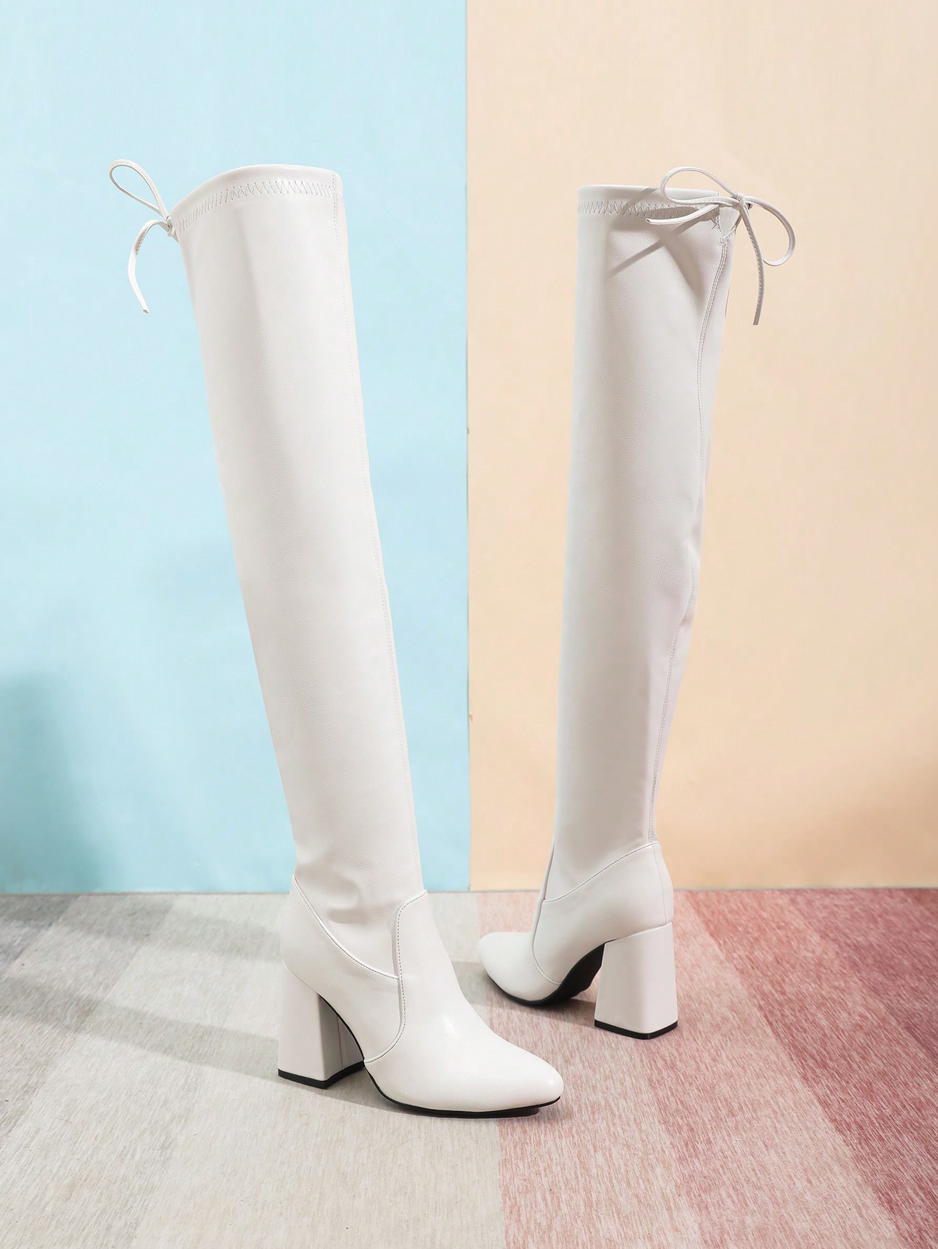 In White Women Over-the-Knee Boots