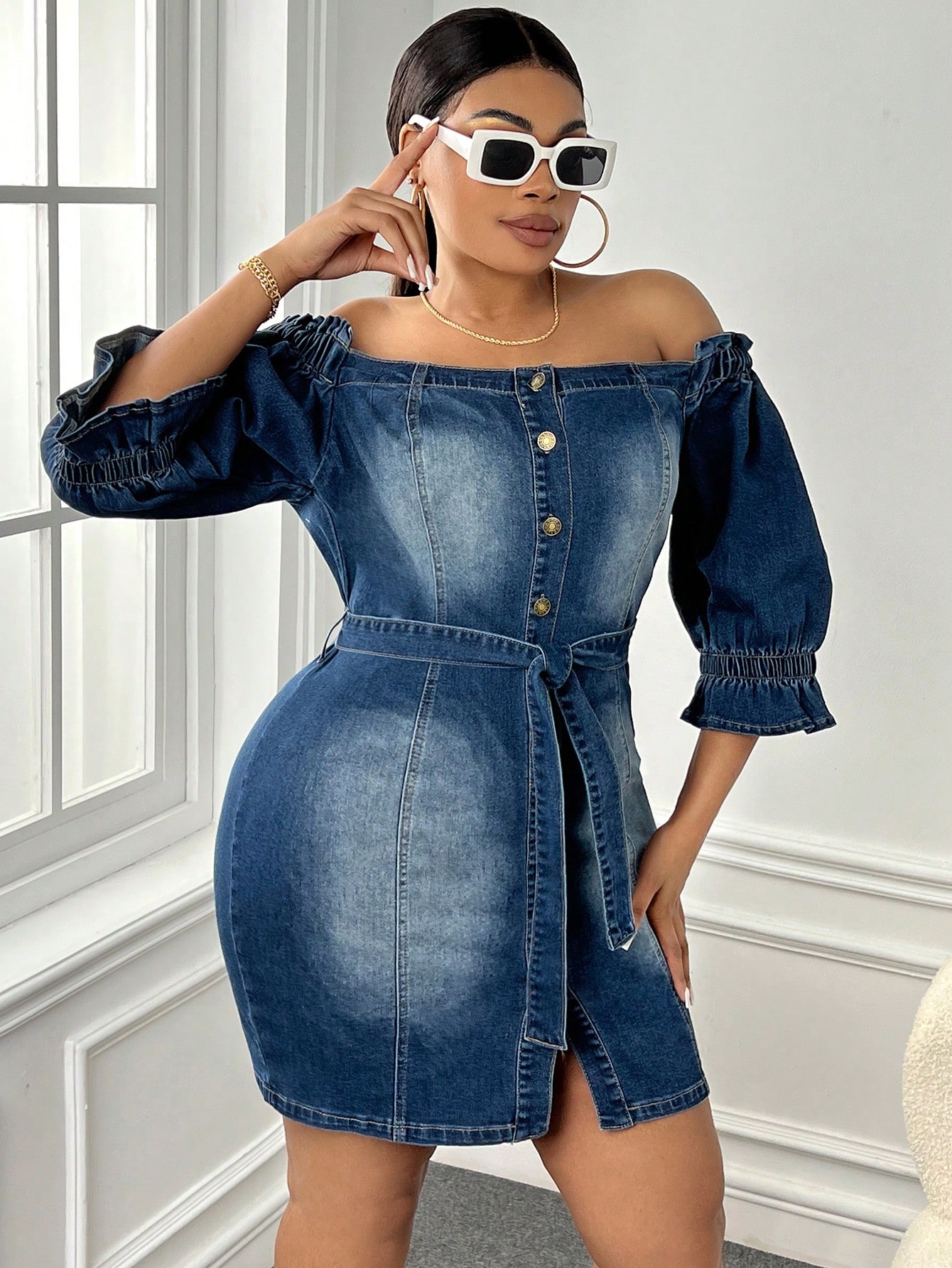 In Sexy Plus Size Denim Dresses