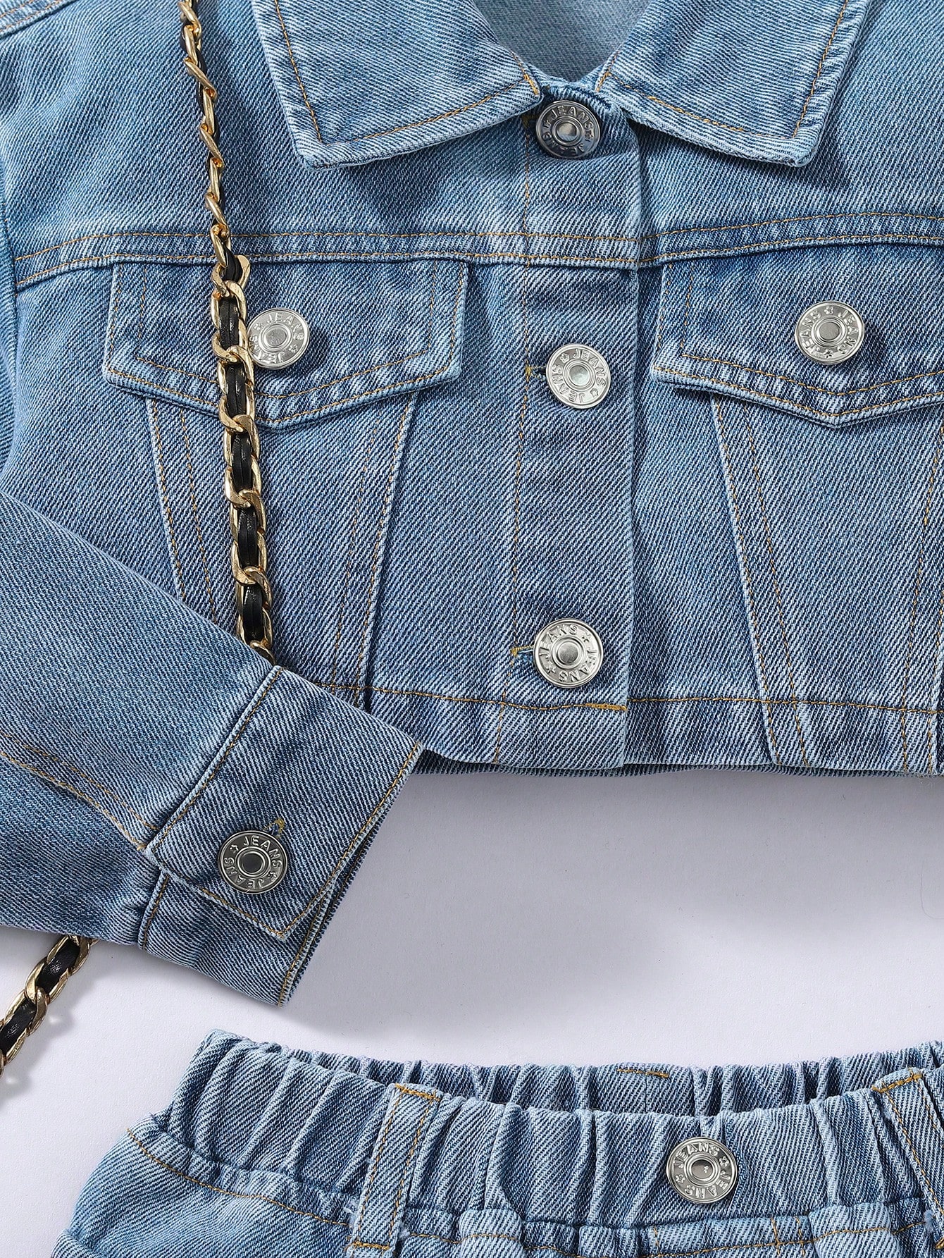 Young Girls Denim Two-piece Outfits