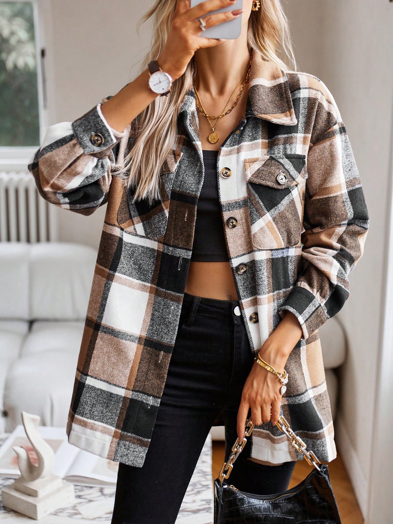 In Long Sleeve Women Coats