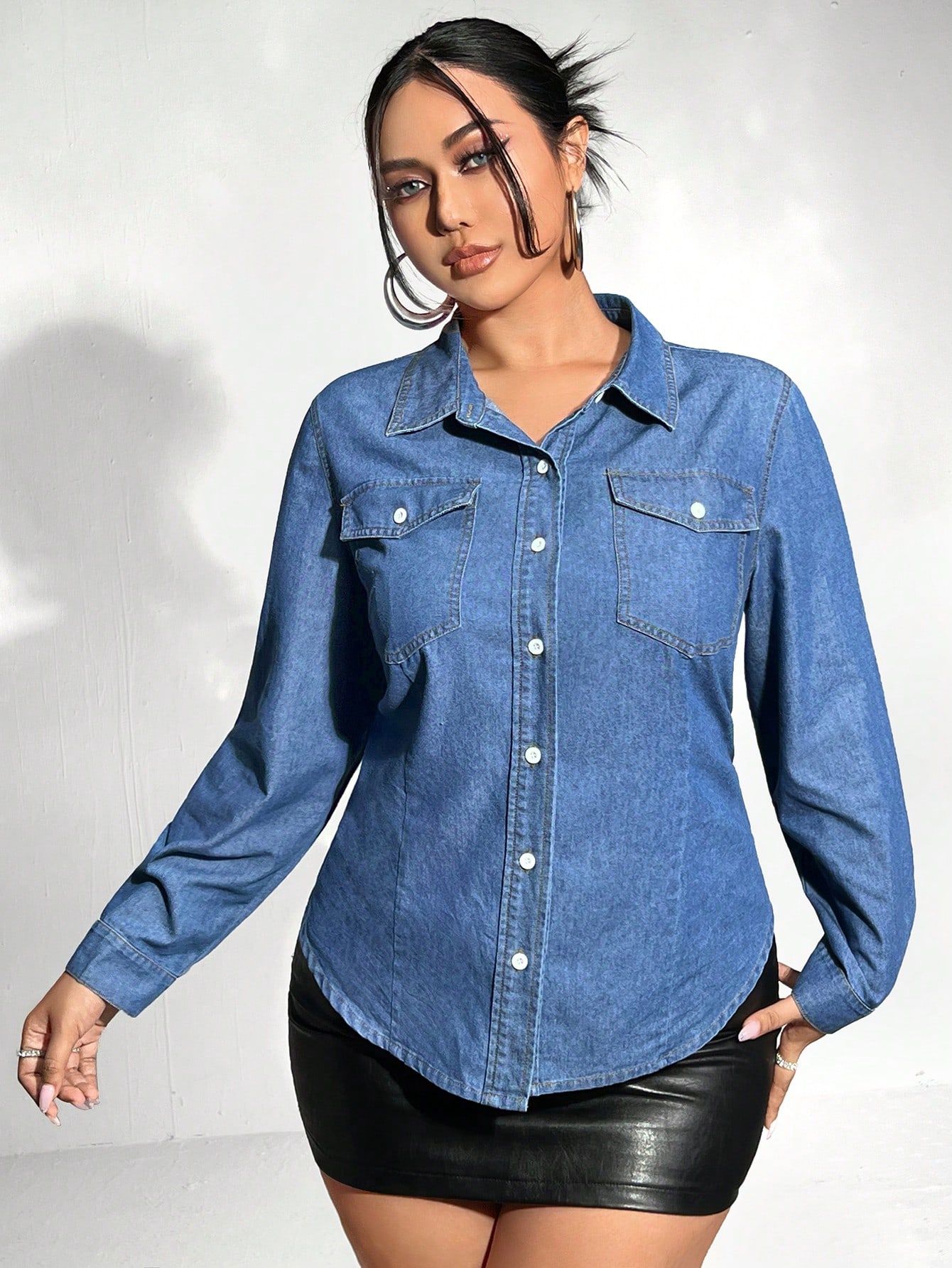 In Blue Plus Size Denim Tops