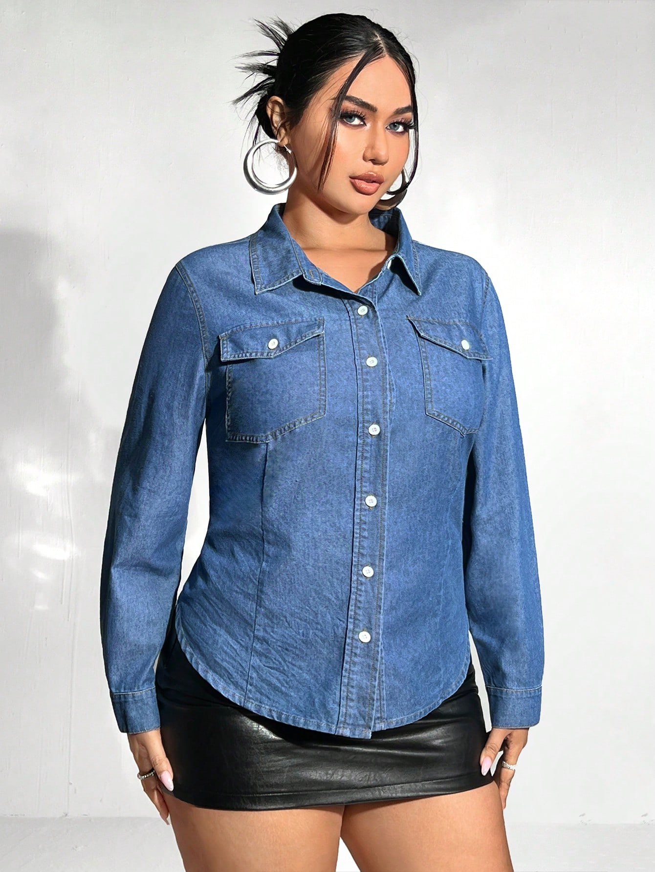 In Blue Plus Size Denim Tops