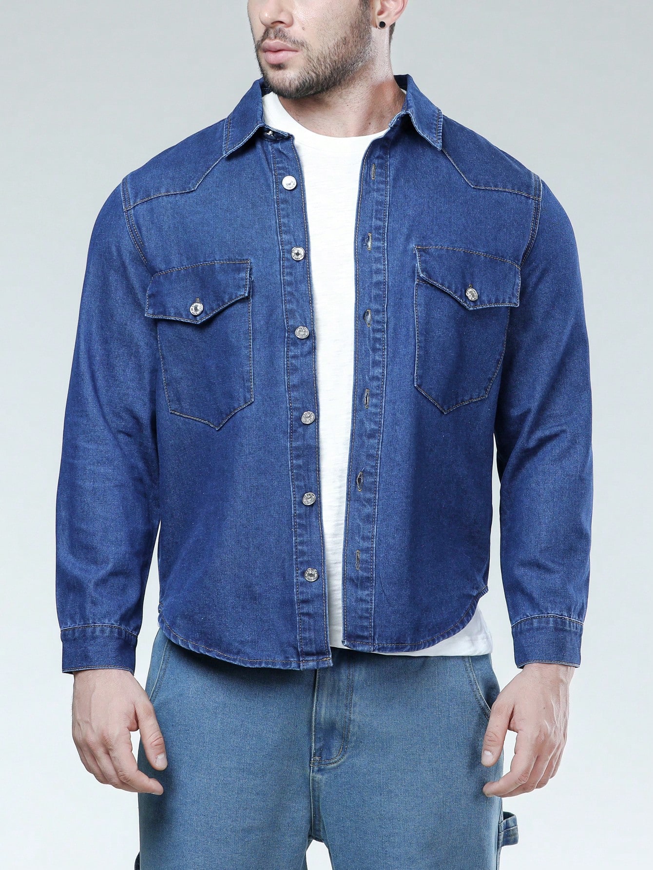 Men Plus Size Denim Shirts