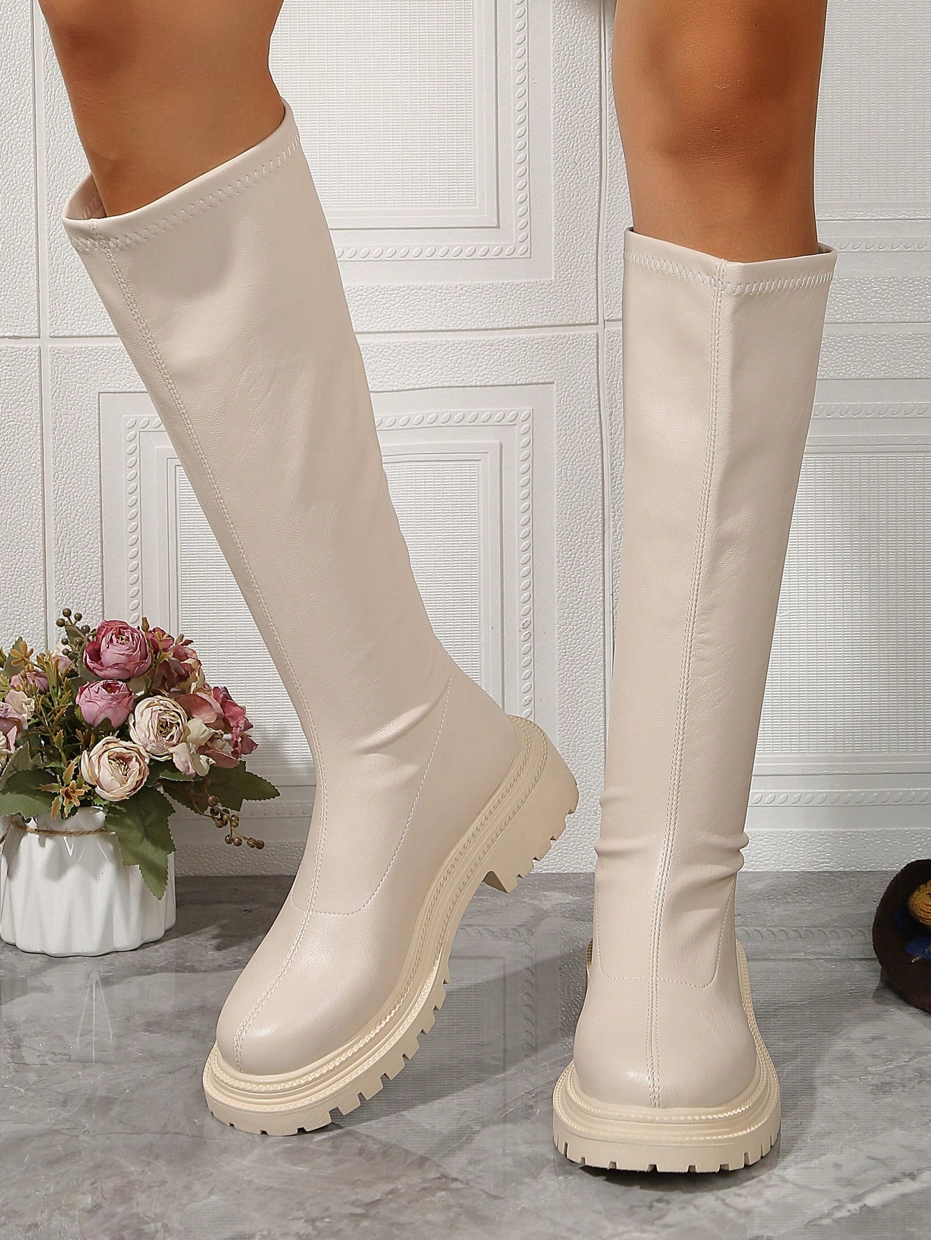 In Beige Women Fashion Boots