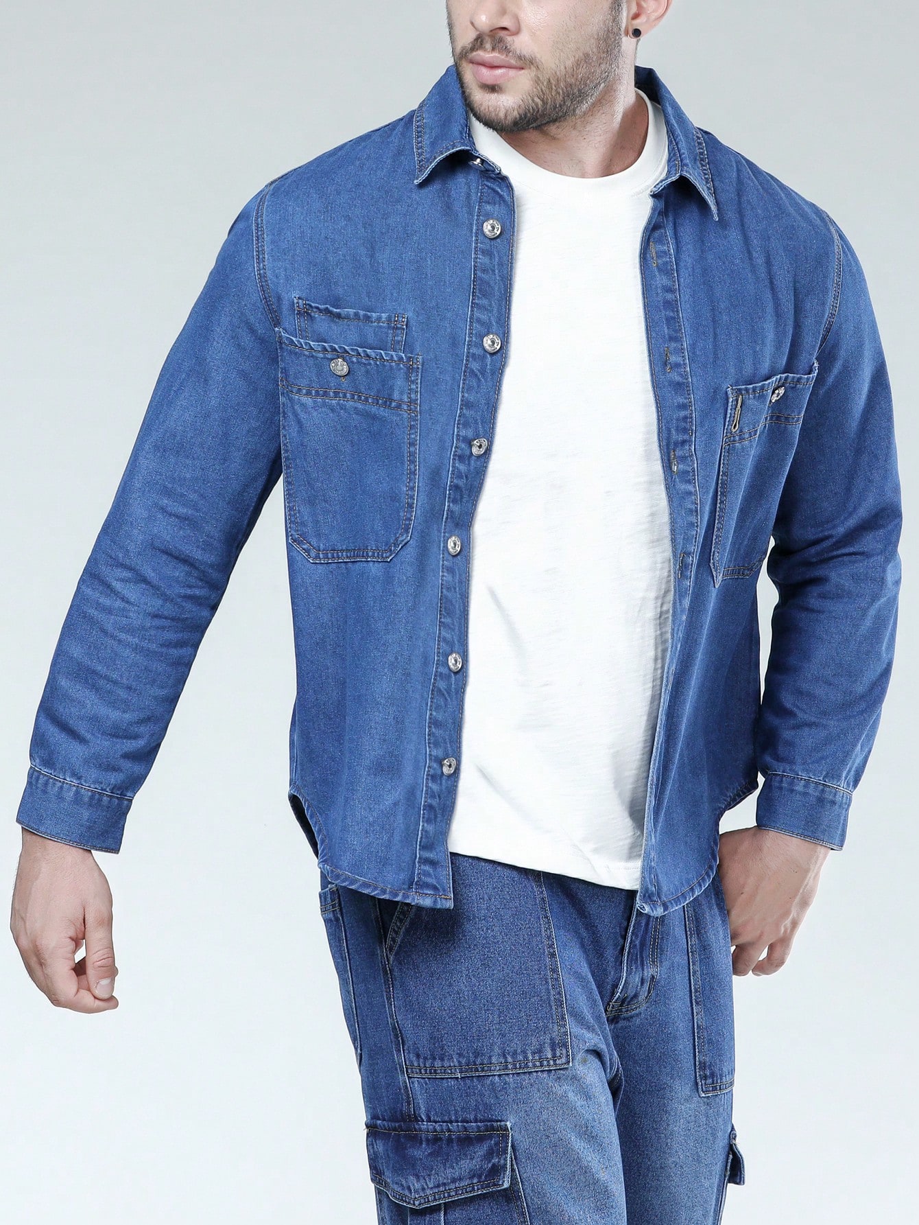 Men Plus Size Denim Shirts