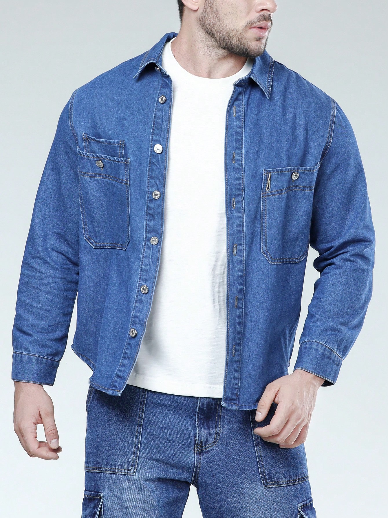 Men Plus Size Denim Shirts