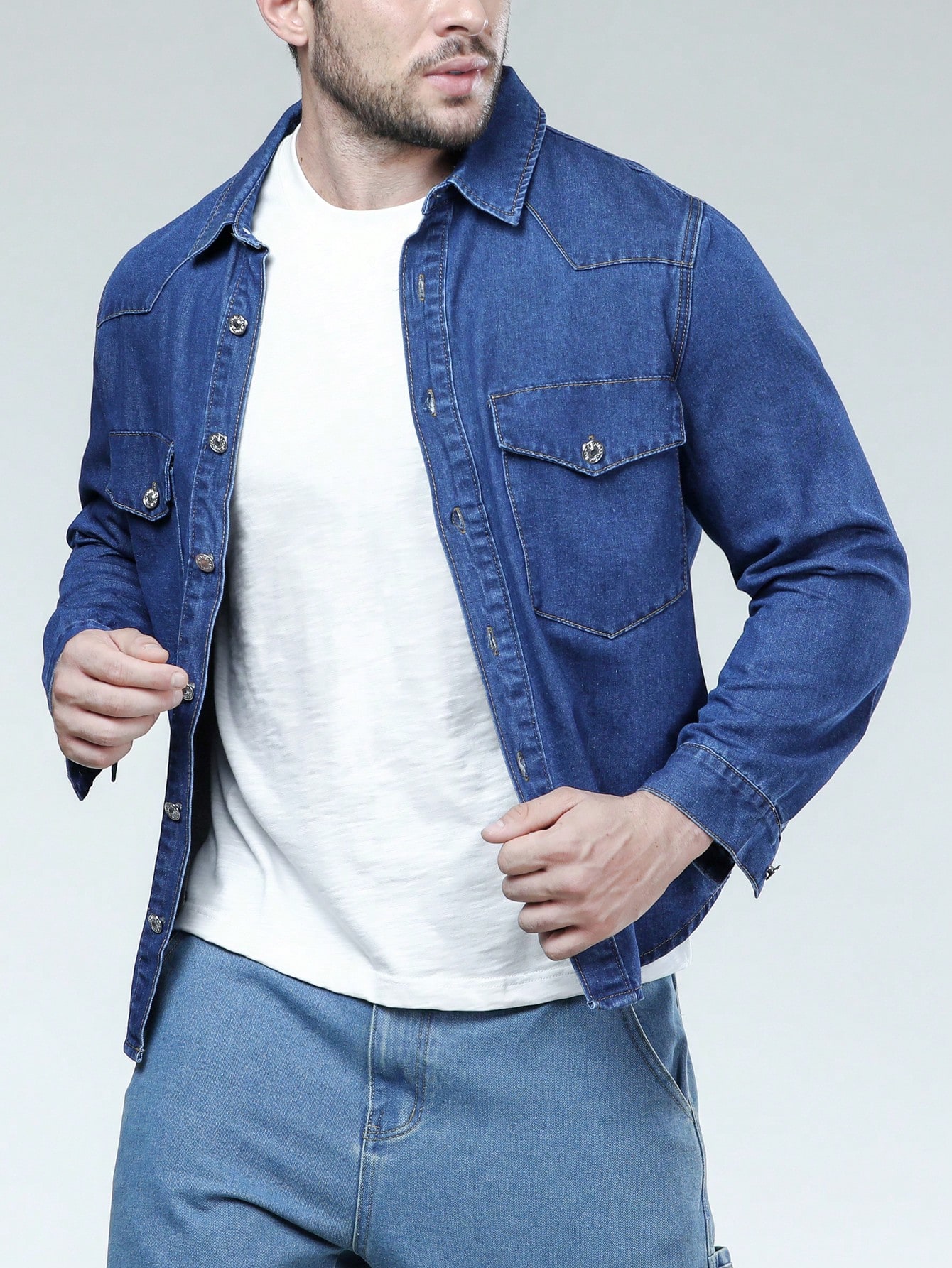 Men Plus Size Denim Shirts