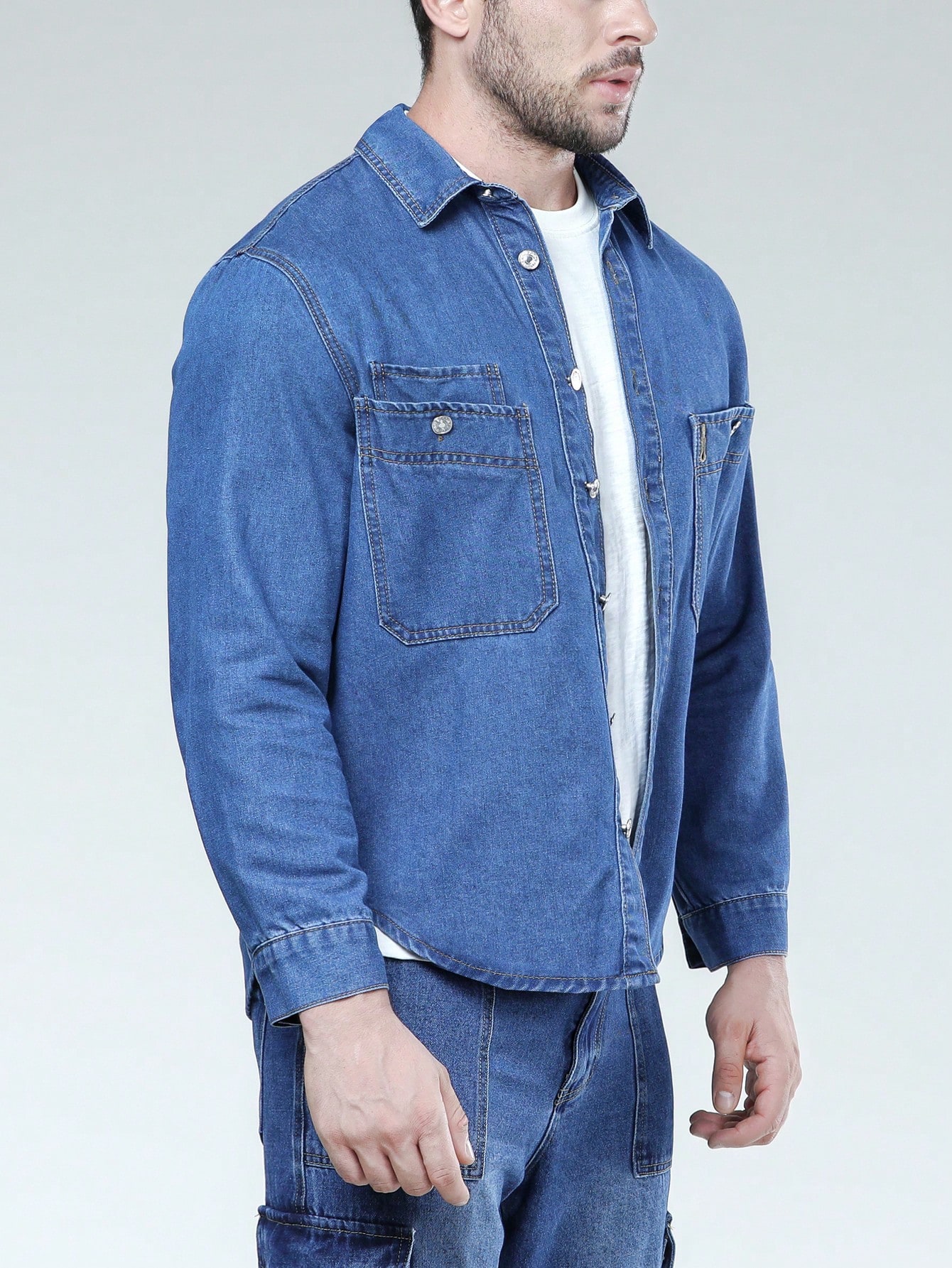 Men Plus Size Denim Shirts