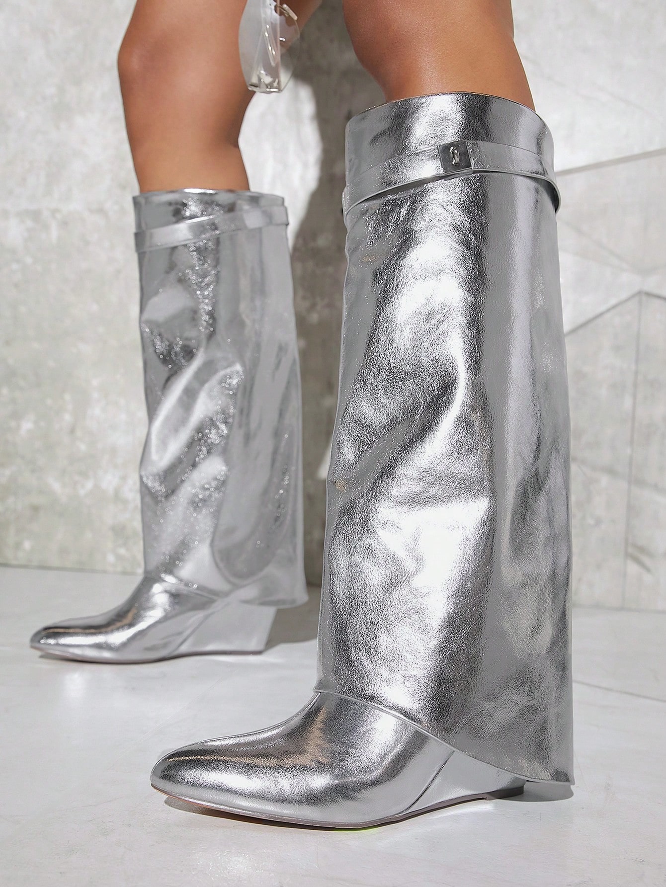 In Silver Women Fashion Boots