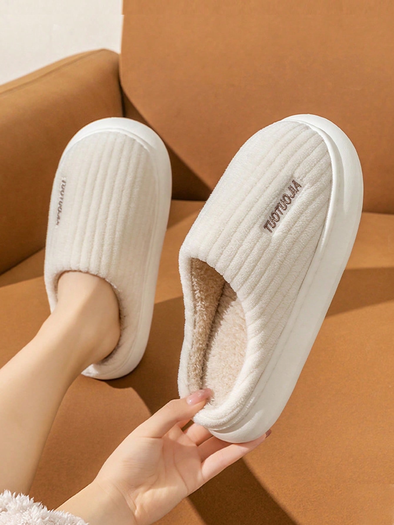 In Beige Women Home Slippers