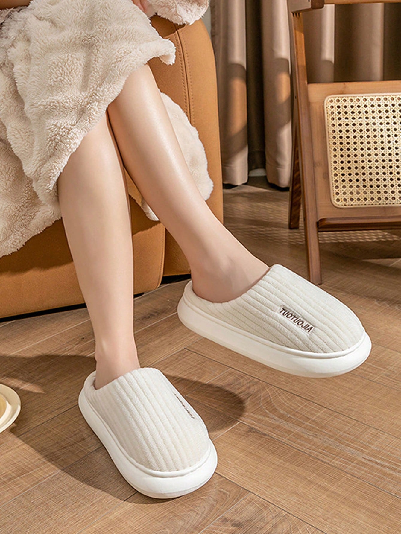 In Beige Women Home Slippers