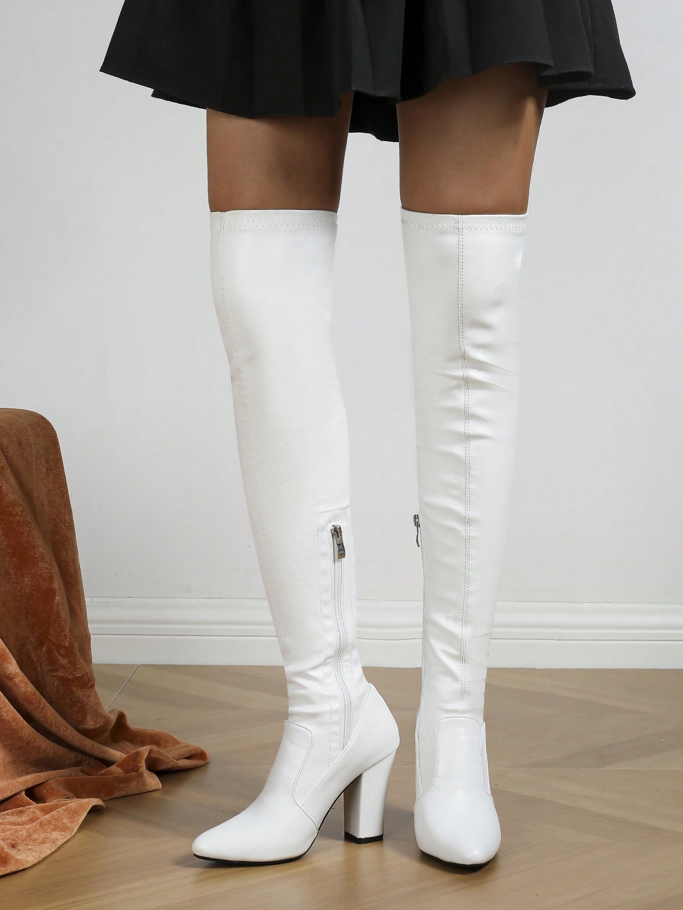 In White Women Over-the-Knee Boots