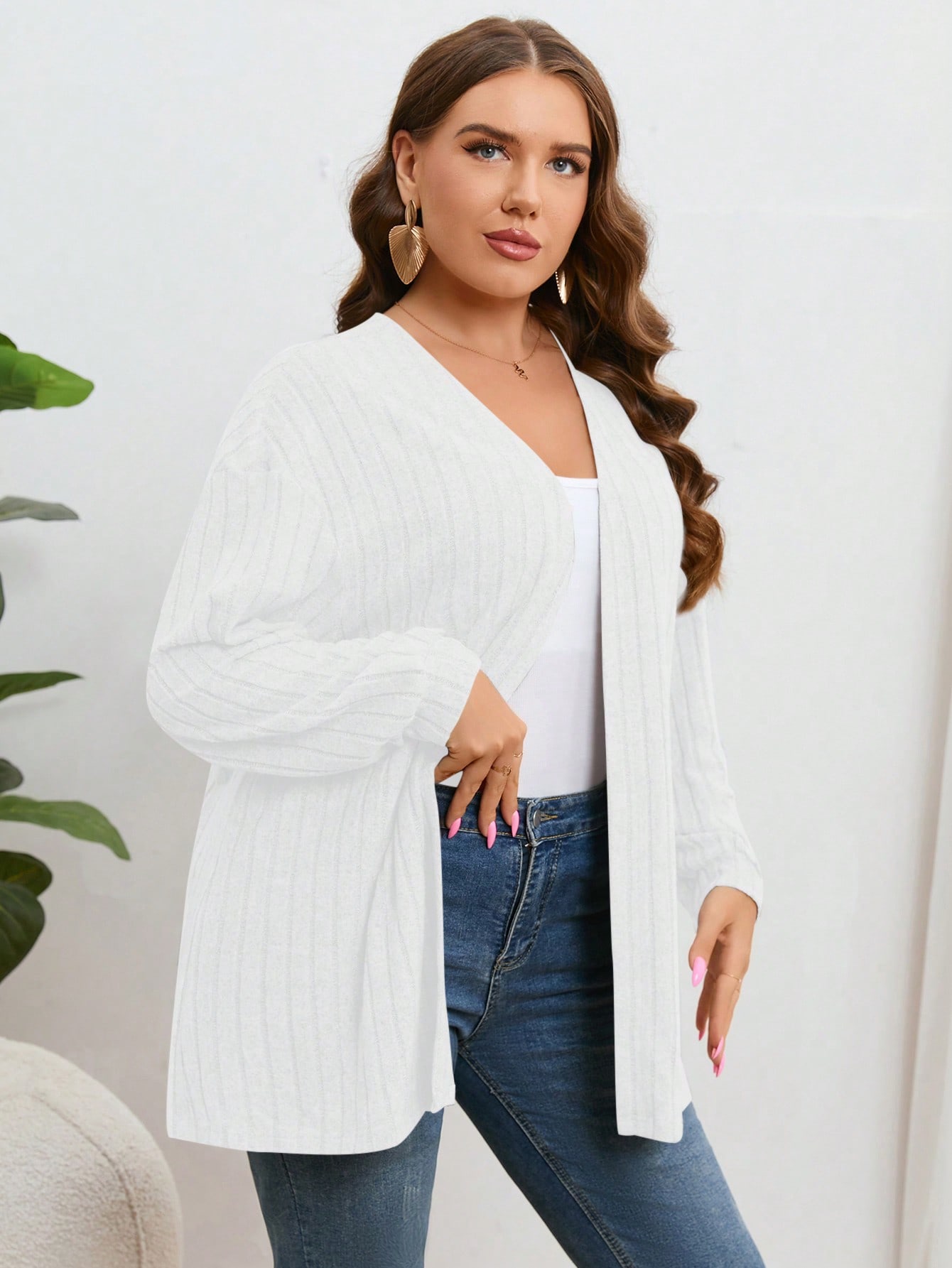 In Long Sleeve Plus Size Cardigans