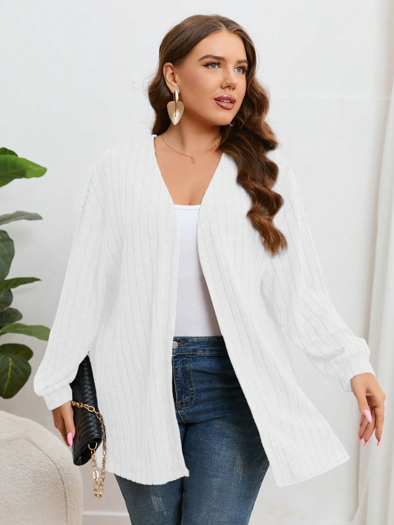 In Long Sleeve Plus Size Cardigans