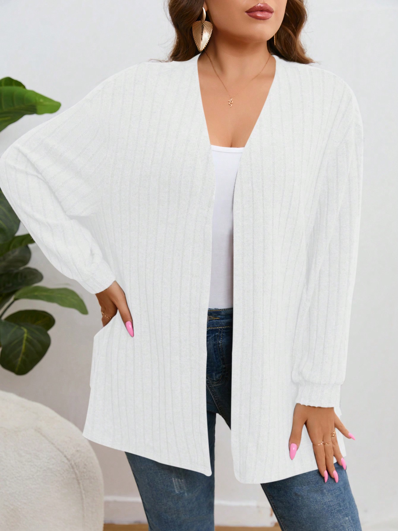 In Long Sleeve Plus Size Cardigans