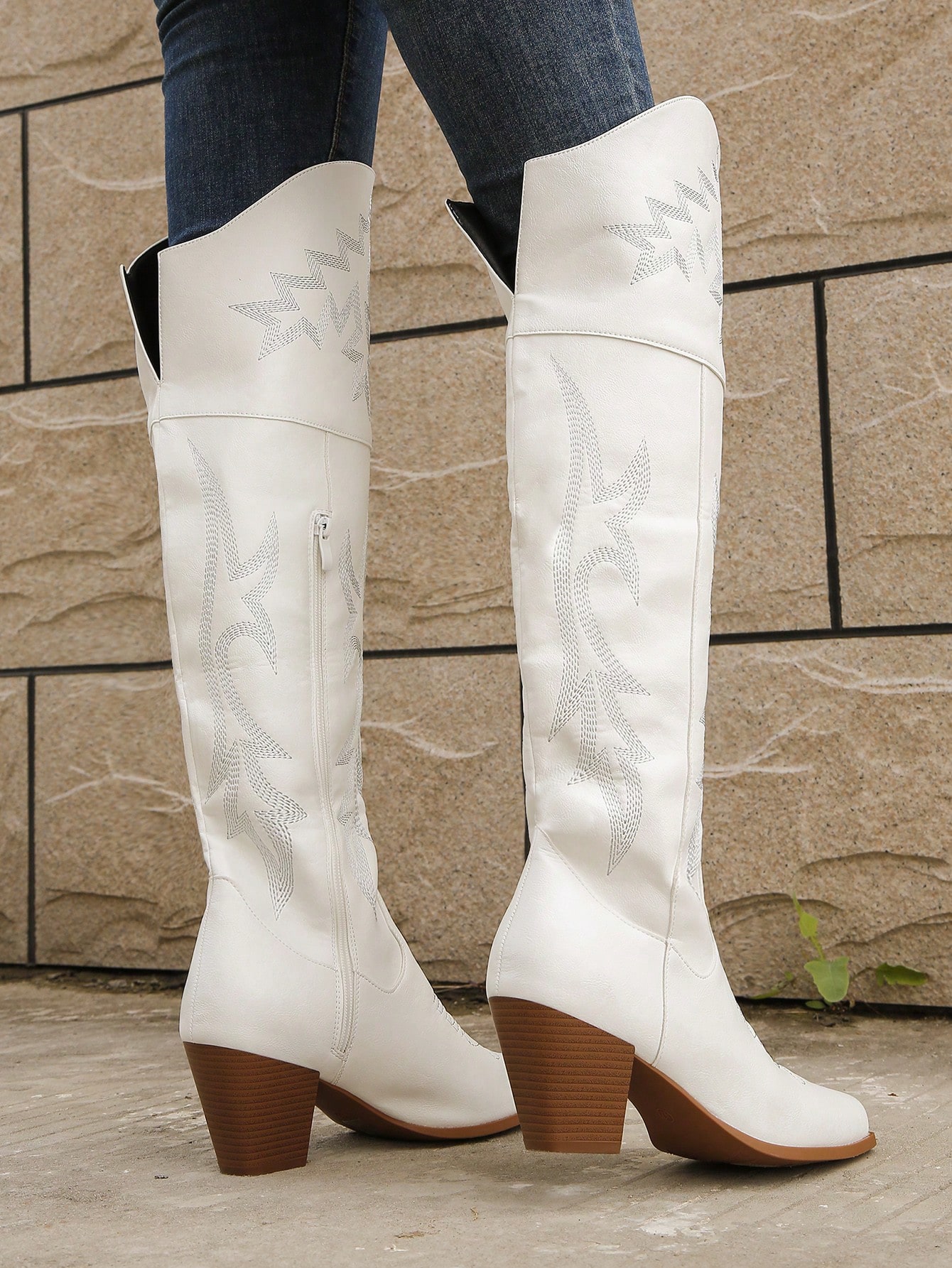 In White Women Over-the-Knee Boots