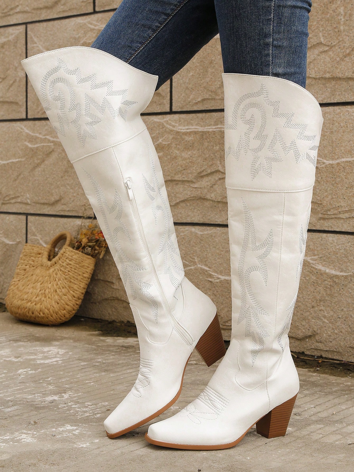 In White Women Over-the-Knee Boots