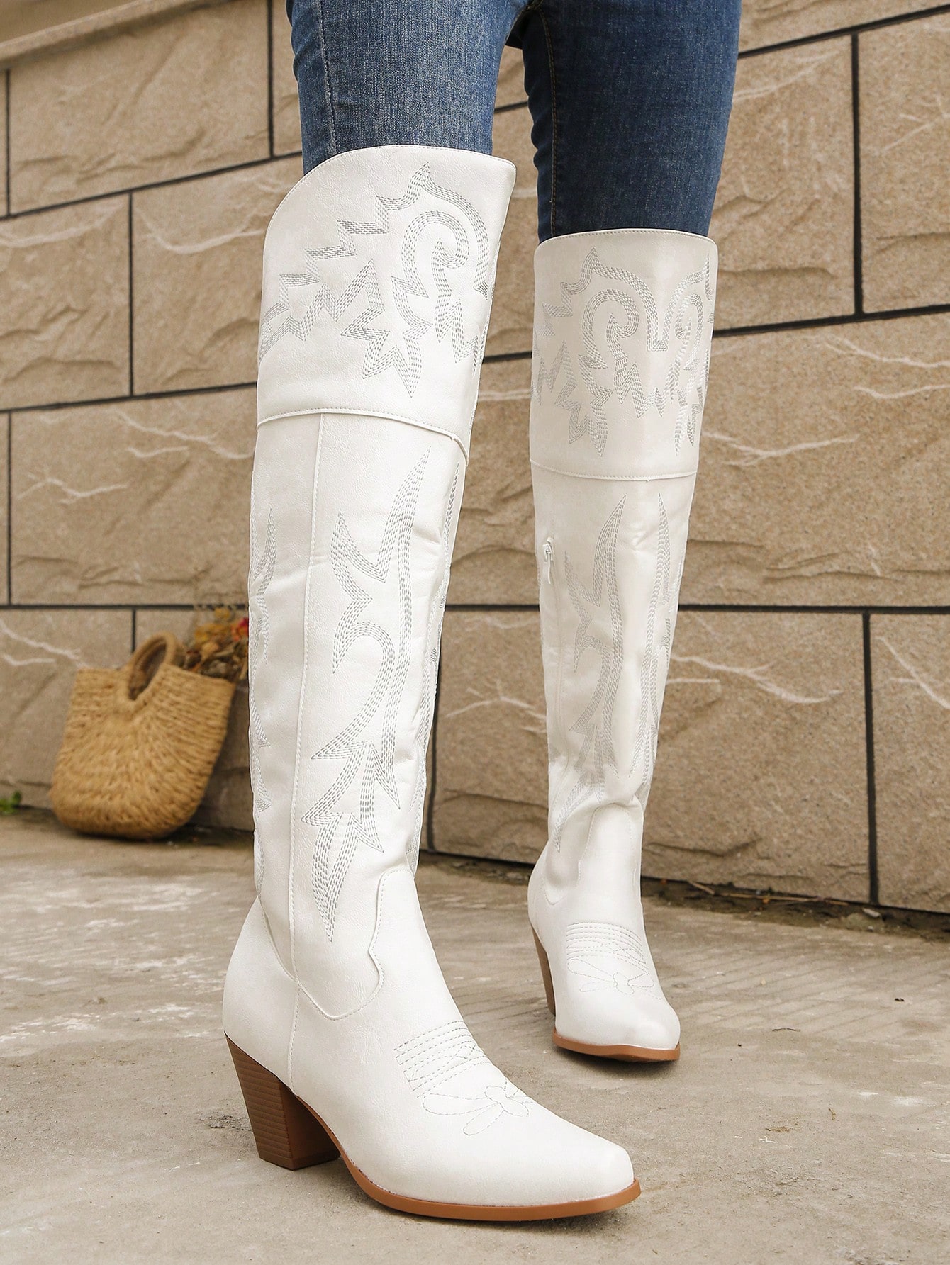 In White Women Over-the-Knee Boots