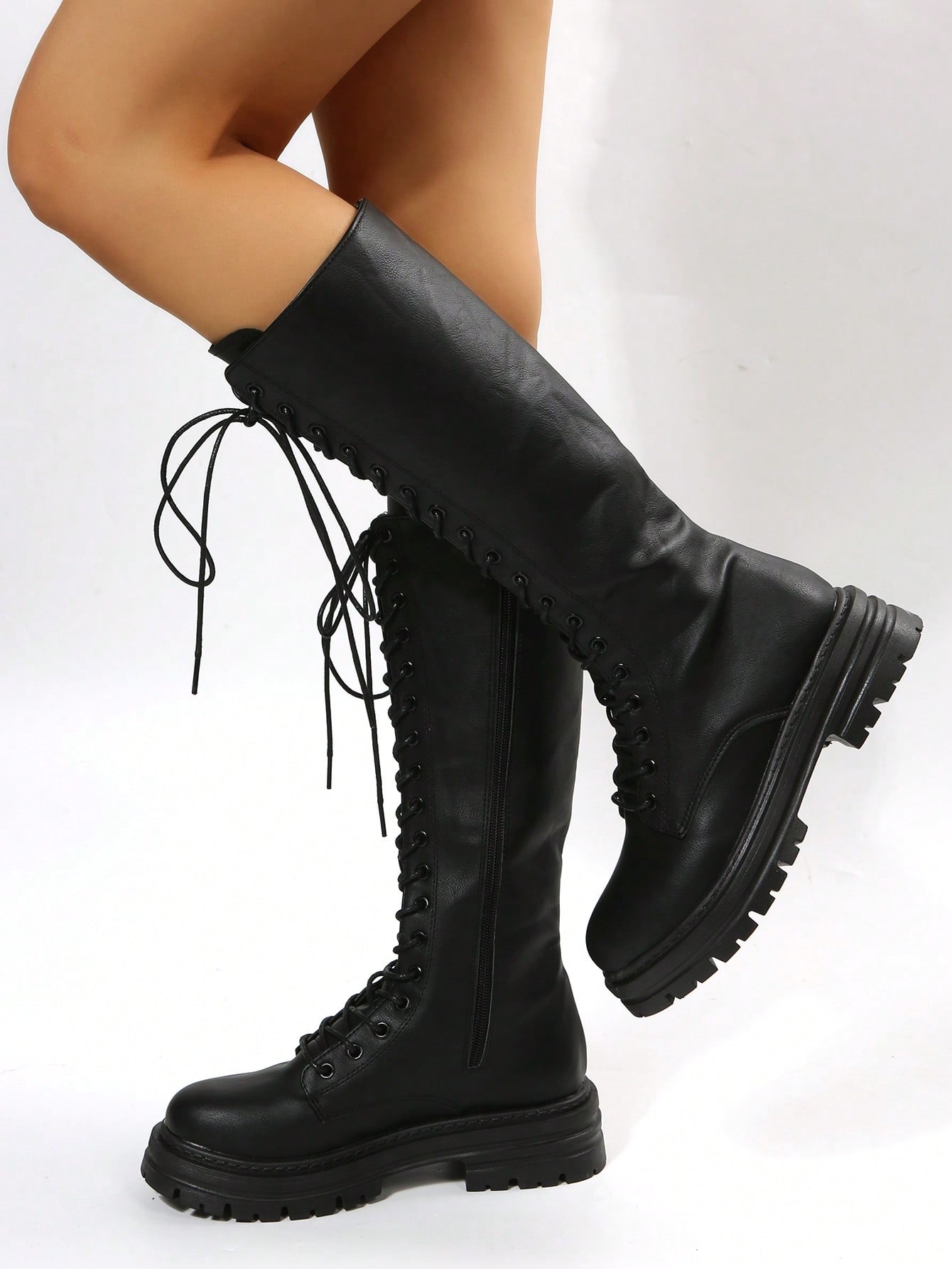 In Black Women Knee-High Boots