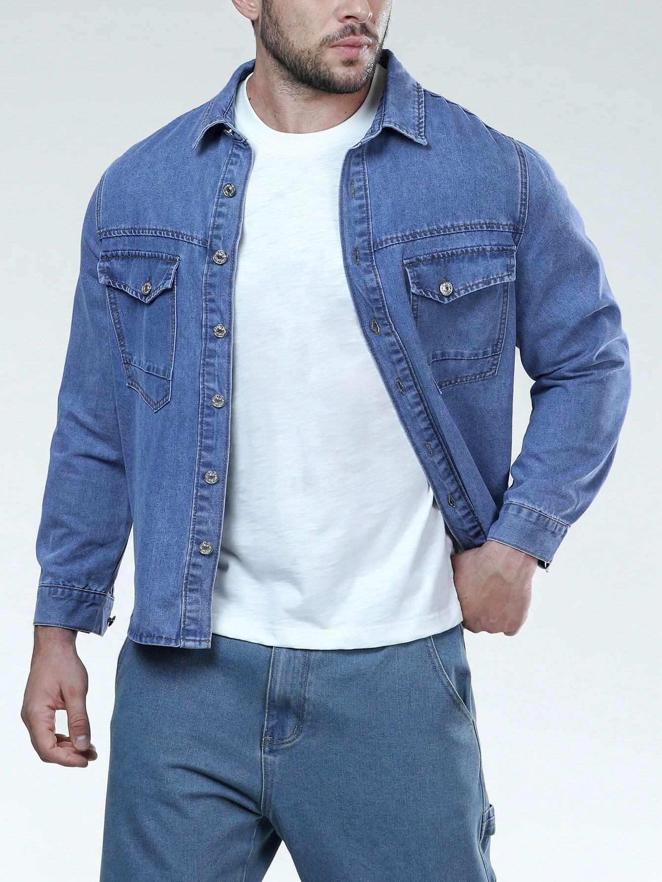 Men Plus Size Denim Shirts