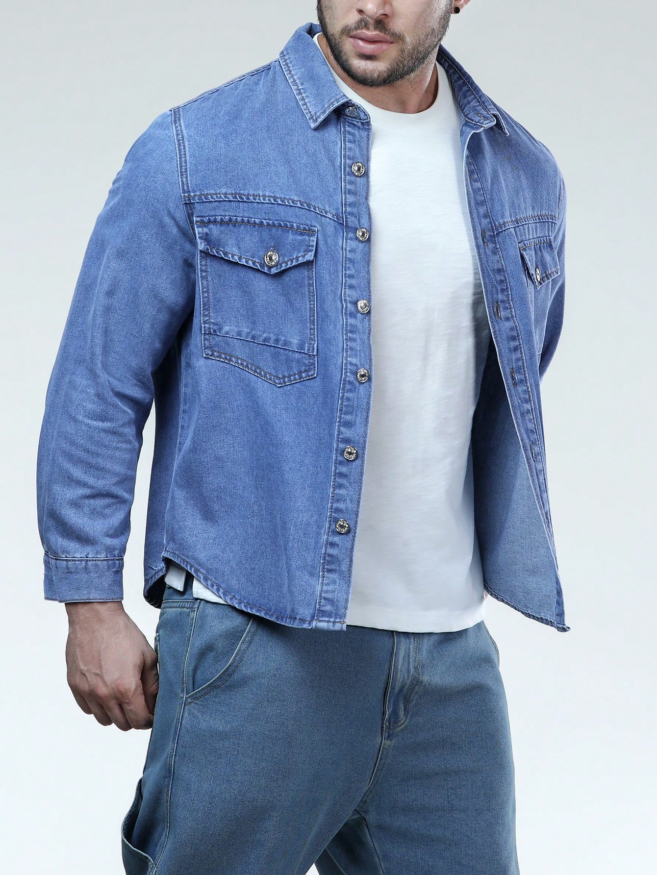 Men Plus Size Denim Shirts